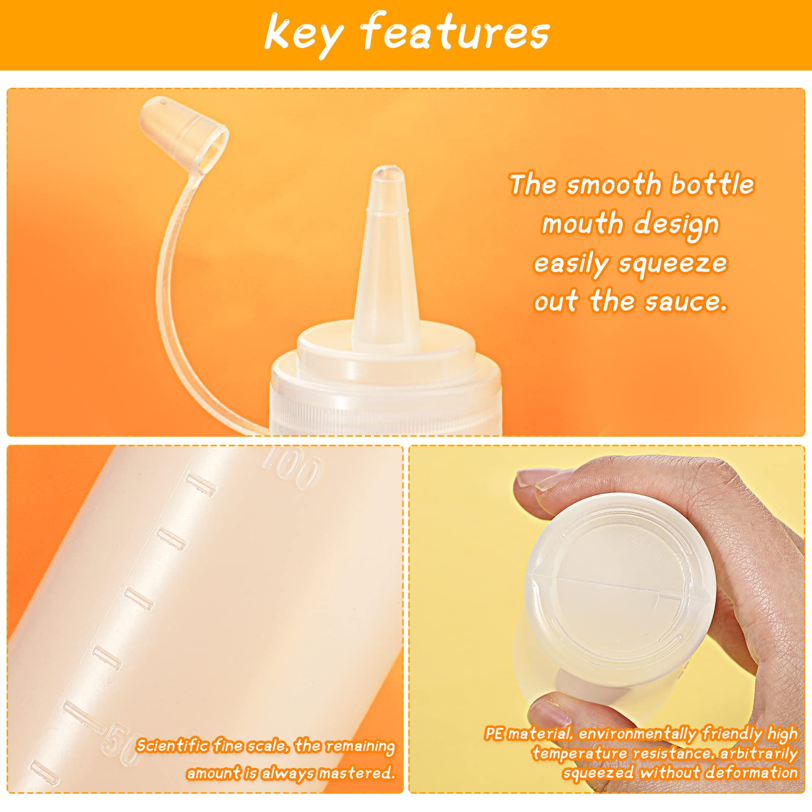 60 Pieces 4 Oz Plastic Condiment Squeeze Bottles Small Squirt Bottles For Cooking With Twist On Cap Lids Clear Ketchup Bottles S