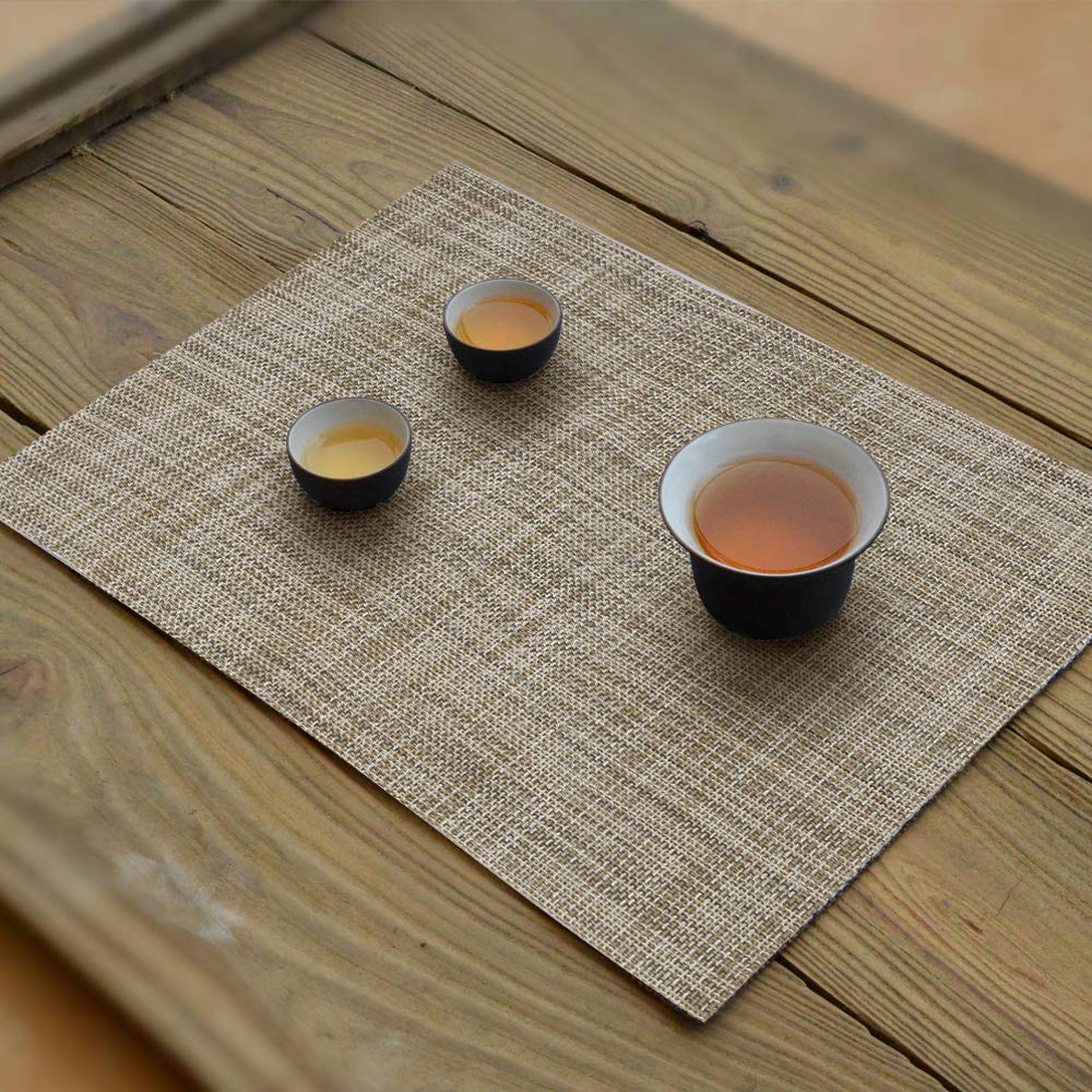 Homedge Pvc Placemat, 4 Pcs Of Non-Slip Heat Resistant Place Mats, Washable Vinyl Placemats, Set Of 4 - Linen Yellow