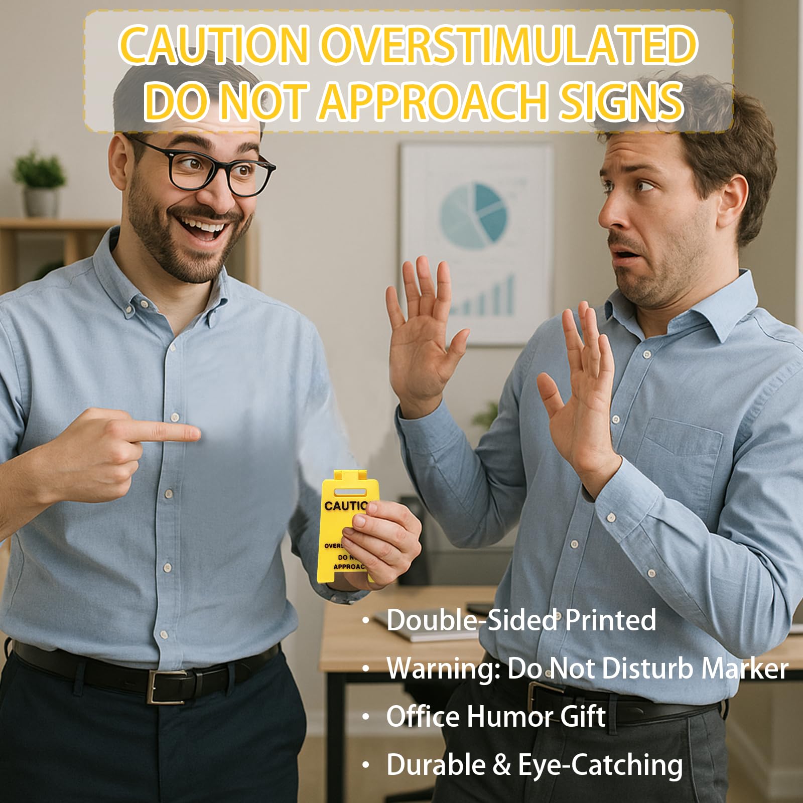 1 Pc Caution Overstimulated Desk Sign, Funny Prank Gift Office Desk Decor, 3D Printed Overstimulated Do not Approach Warning Sig