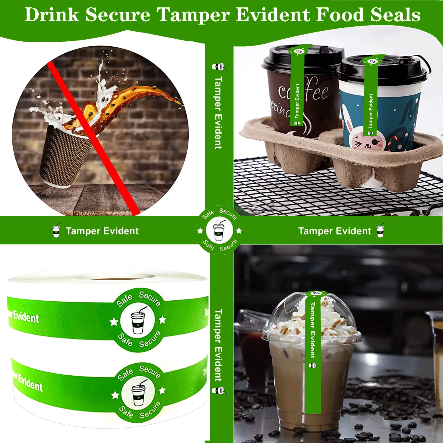 Safe Secure Tamper Evident Seals Stickers For Drink Lids 1''X 9''Tamper Proof Stickers-500Pcs Food Delivery Stickers Sealed For
