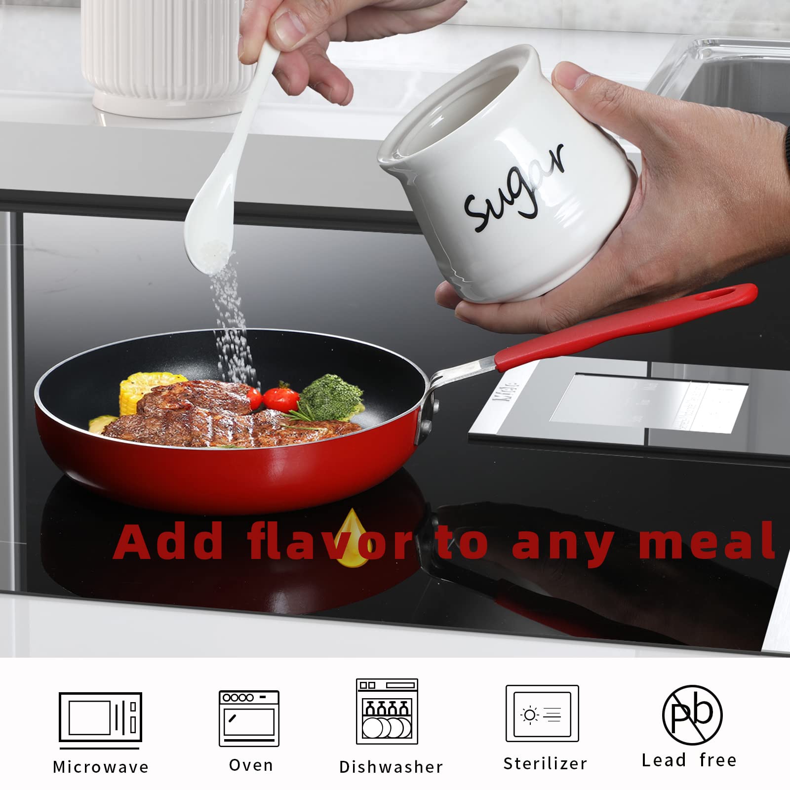 Ontube Ceramic Sugar Bowl With Lid And Spoon 12Oz (White)