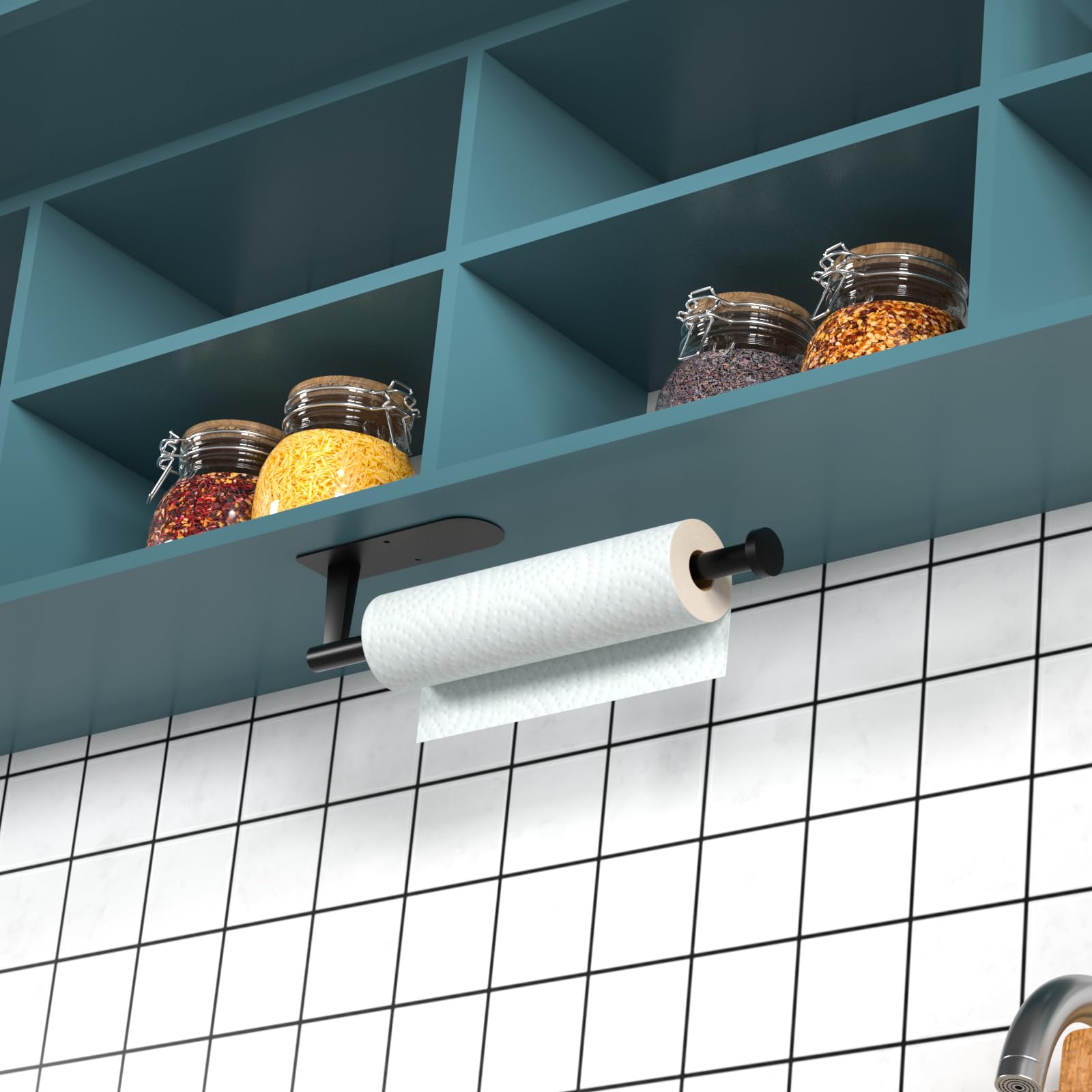 Paper Towel Holder, Self Adhesive Or Screw Mounting, Black Paper Towel Holder Wall Mount, Sus304 Stainless Steel Paper Towel Hol