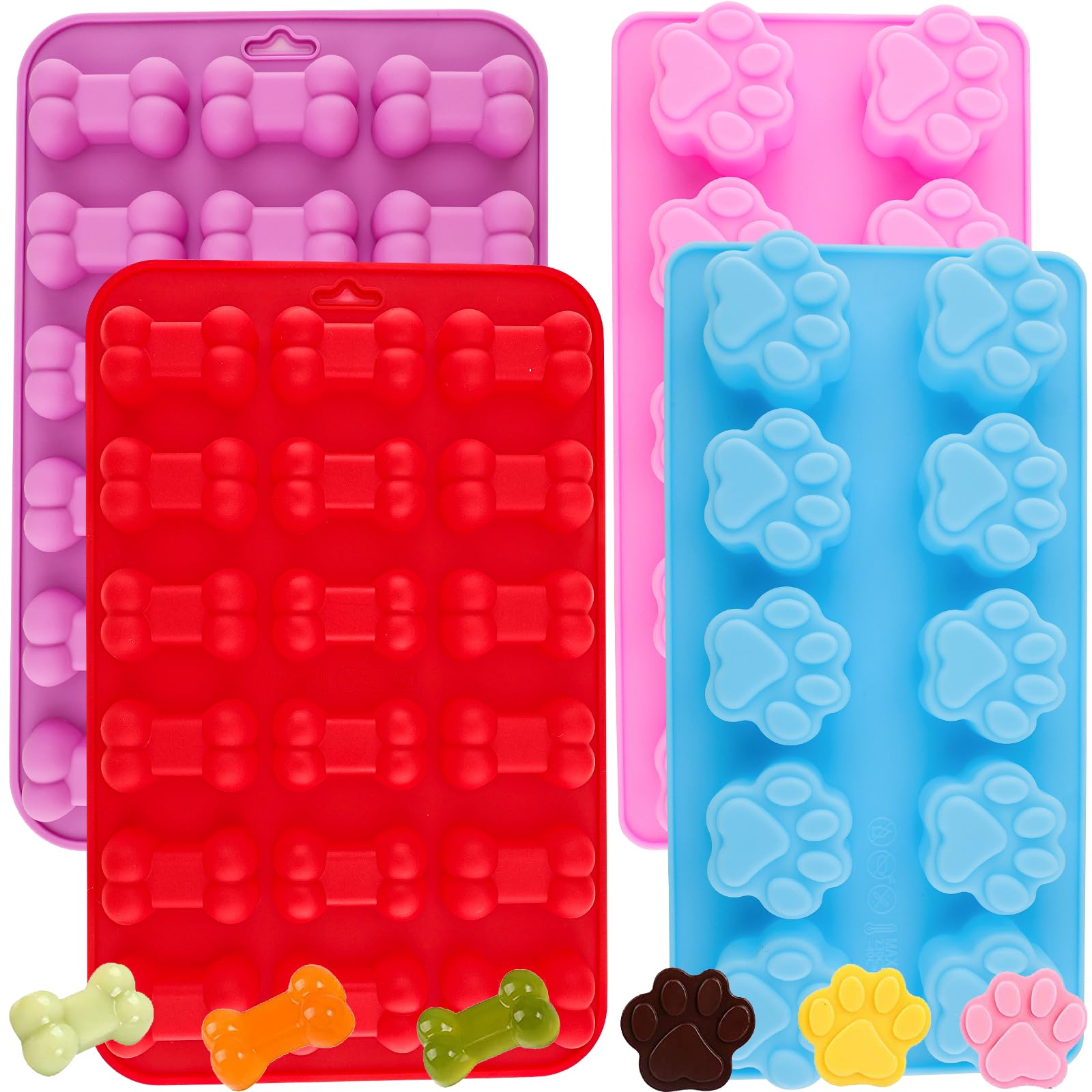 Puppy Dog Paw Bone Silicone Mold, Baking Mold, Used For Jelly, Candy, Chocolate,Ice Cube, Can Bake Dog Snack Biscuits