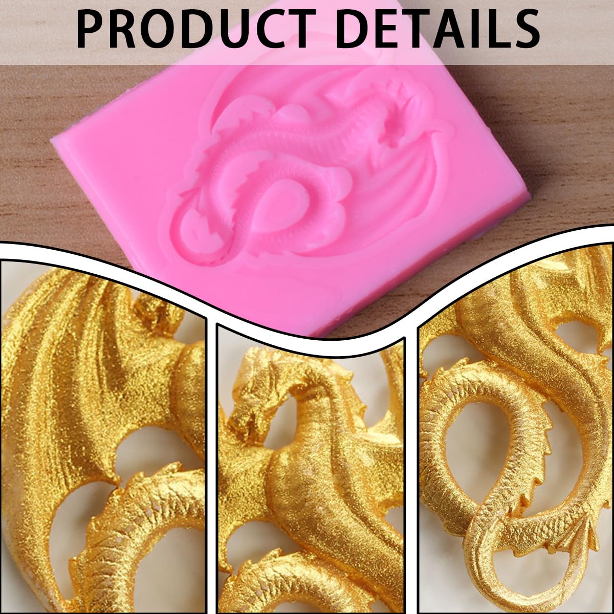 6 Pieces Flying Dragon Silicone Mold Cute Dragon Fondant Mold Animal Dragon Chocolate Mold Baking Mould Tool For Cake Decorating