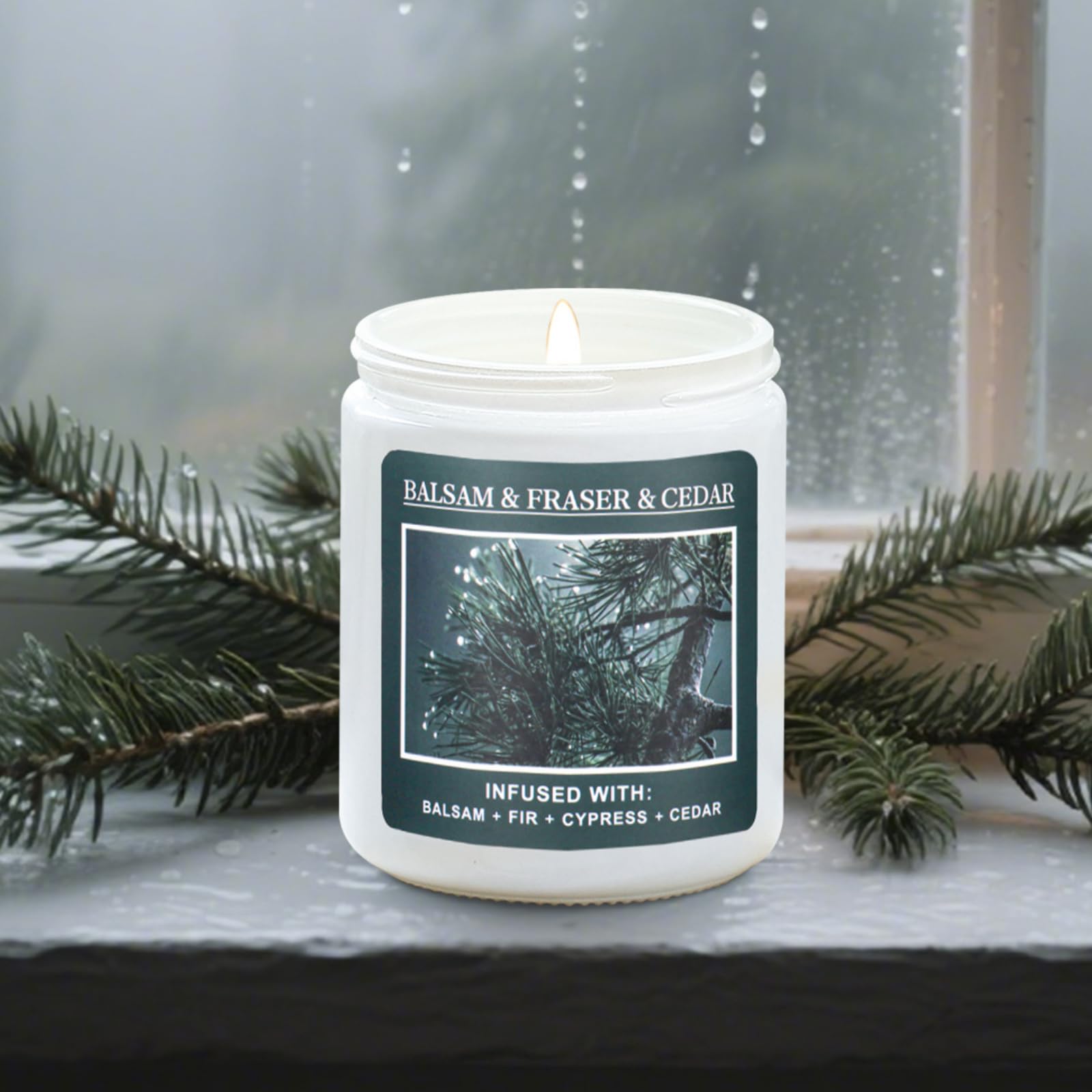 Homsolver Christmas Tree Fir Pine Candles, Christmas Holidays Balsam Candles, Balsam & Fraser & Cedar Scent with 50+ Hours Burni