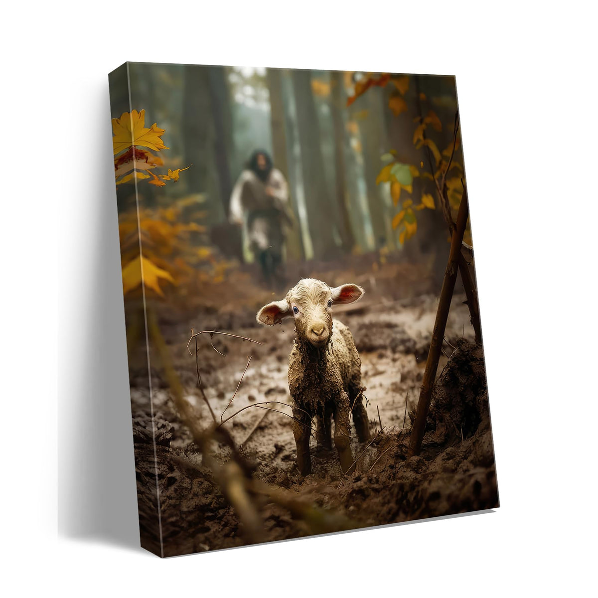 Jesus Wall Art Decor Christian Wall Art,Jesus And Lamb Canvas Wall Art Jesus Running After Lost Lamb Picture Wall Art Canvas Pri
