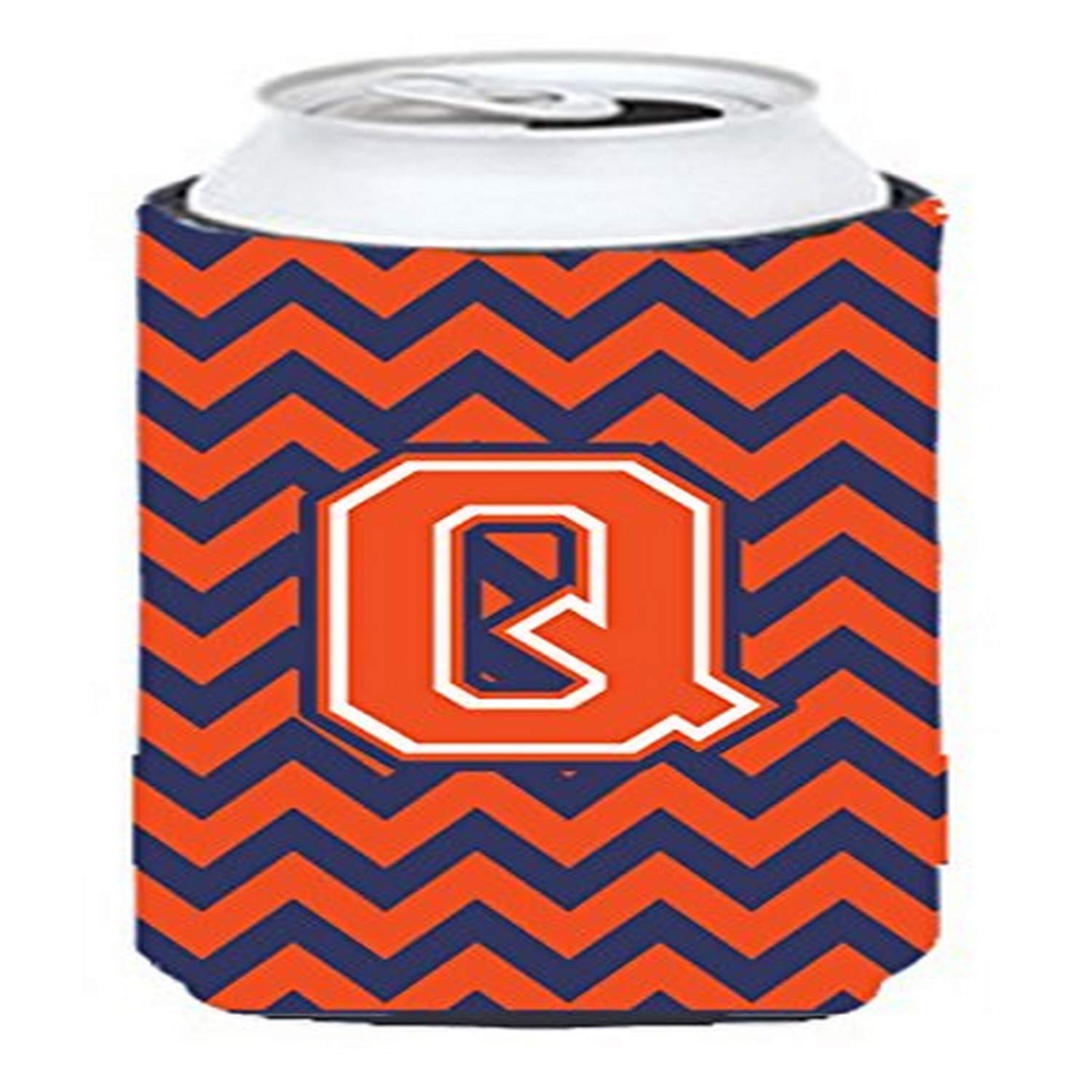 Letter Q Chevron Orange Blue Tall Boy Beverage Insulator Hugger CJ1042-QTBC