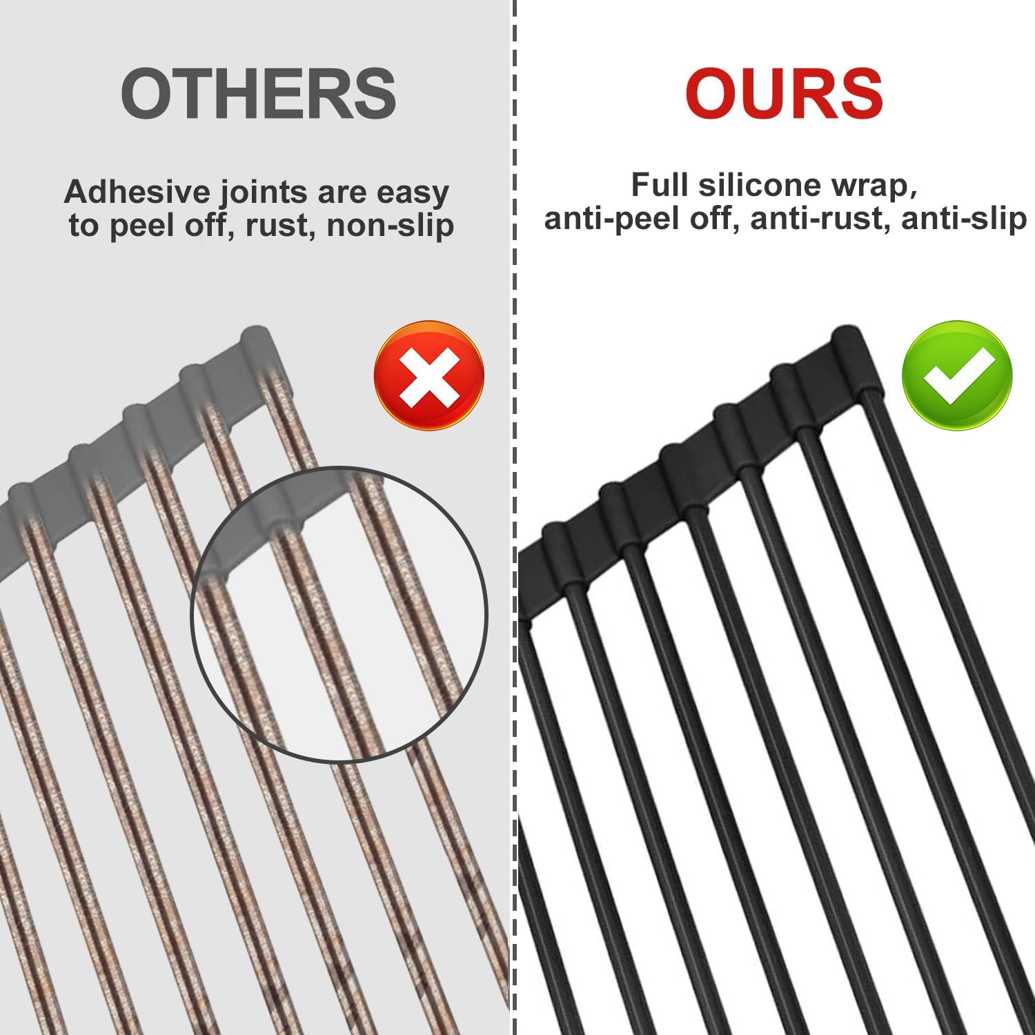 Merrybox 20.5 '' X 13 '' Roll Up Dish Drying Rack Silicone Wrapped Over The Sink Dish Drying Rack Multipurpose Foldable Sink Dry