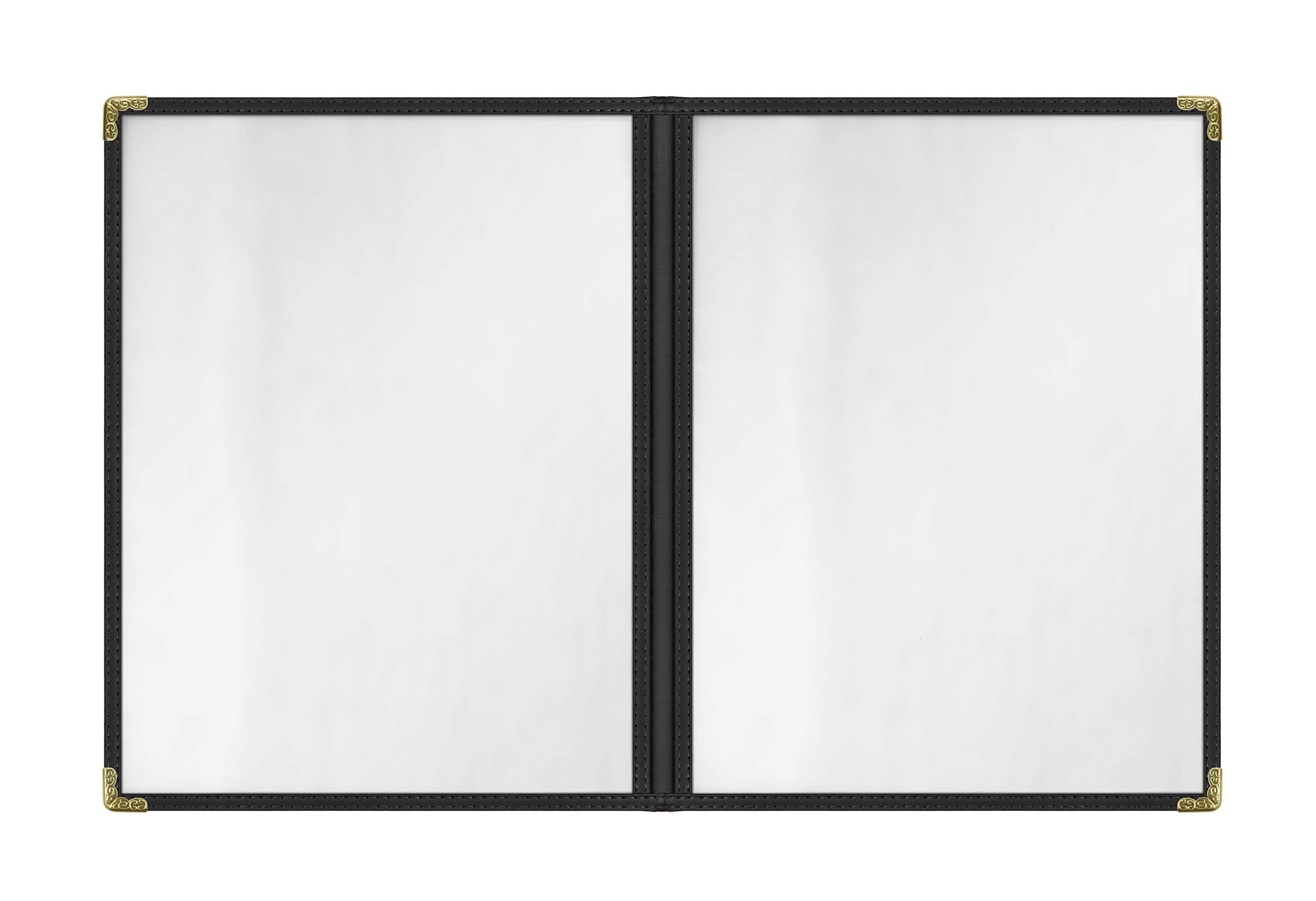 Goodsmart Restaurant Menu Covers - 25 Pack Black 8.5 '' X 11 '', 2-Page/4-View, Side-Loading Vinyl Menu Holders, Clear Sleeves,