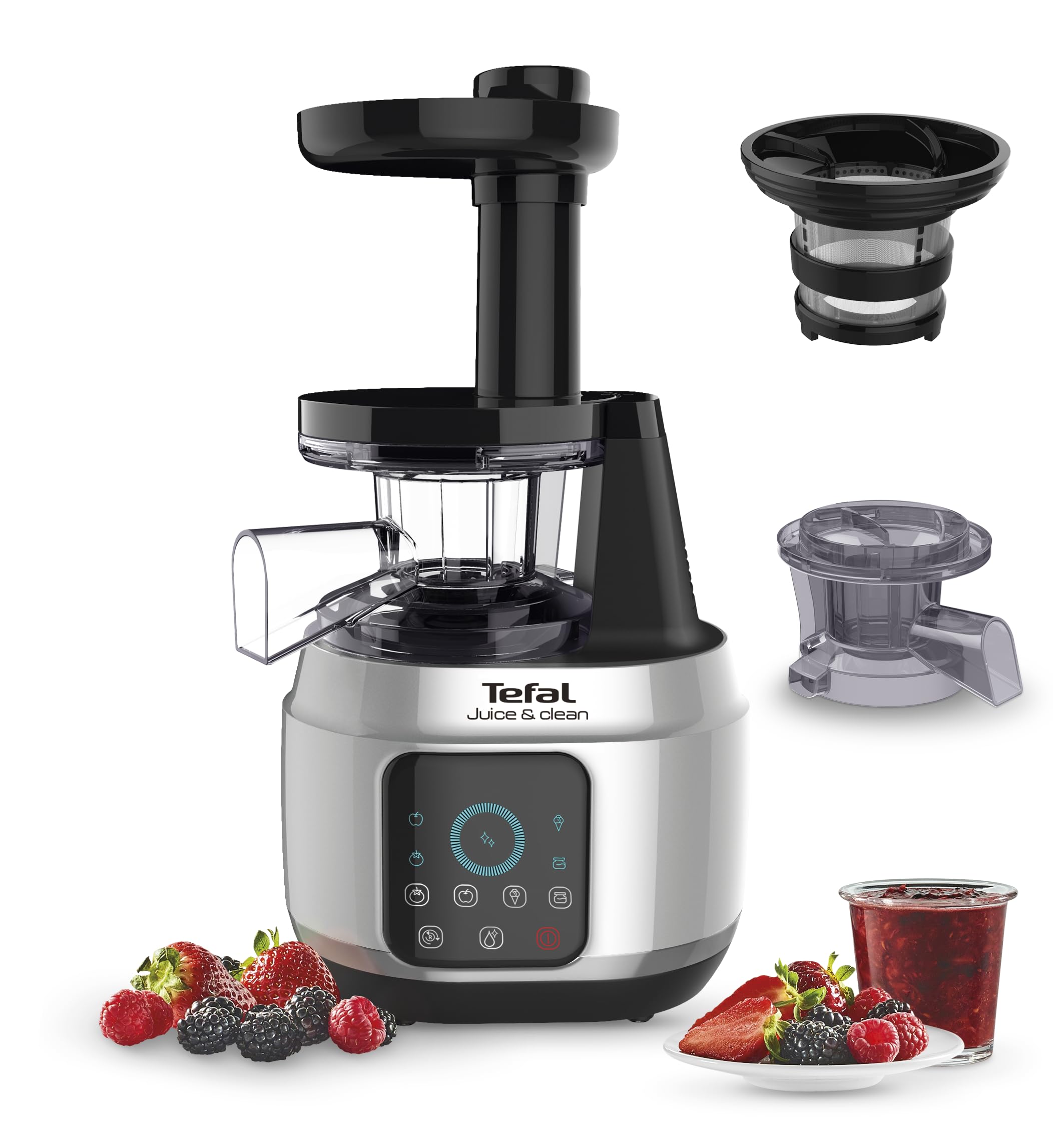 Tefal Juice & Clean Slow Juicer, Fruit And Vegetable Juice Extractor, Vitamin Juice, Cold Press, 150 W, 42 To 70 Rpm, Fresh Frui