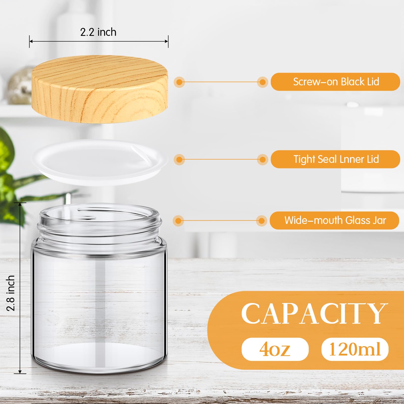 Norme 24 Pcs 4 Oz Glass Jars With Lids Empty Small Glass Containers With Lids Inner Liners Reusable Glass Cosmetic Jars Round Ai