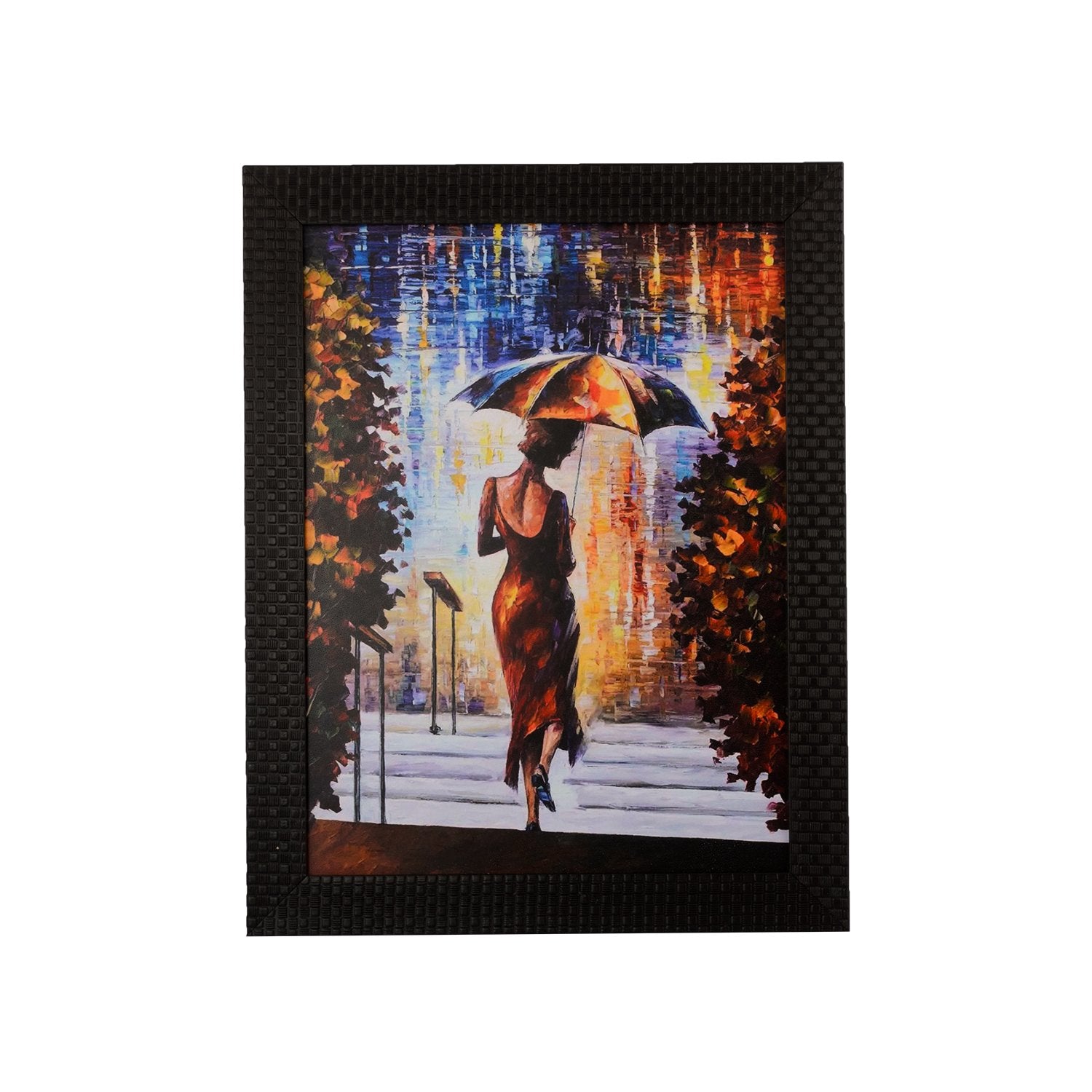 Ecraftindia Beautiful Lady Under Umbrella Uv Art Painting (Synthetic Wood, 28 Cm X 36 Cm, Satin Matt Texture)