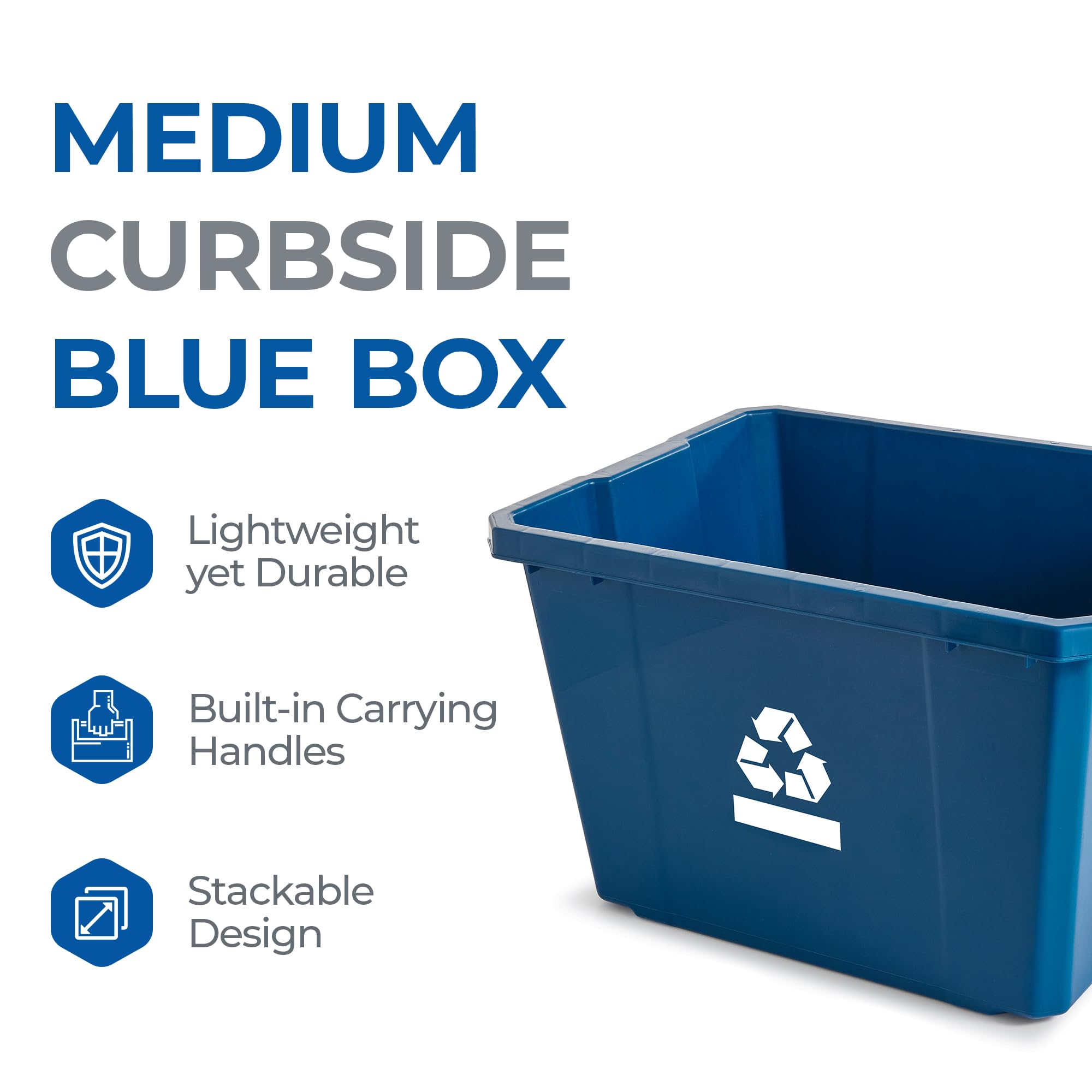 Gracious Living Recycling Bin Container, Plastic Trash Bin, 17 Gallons, Blue