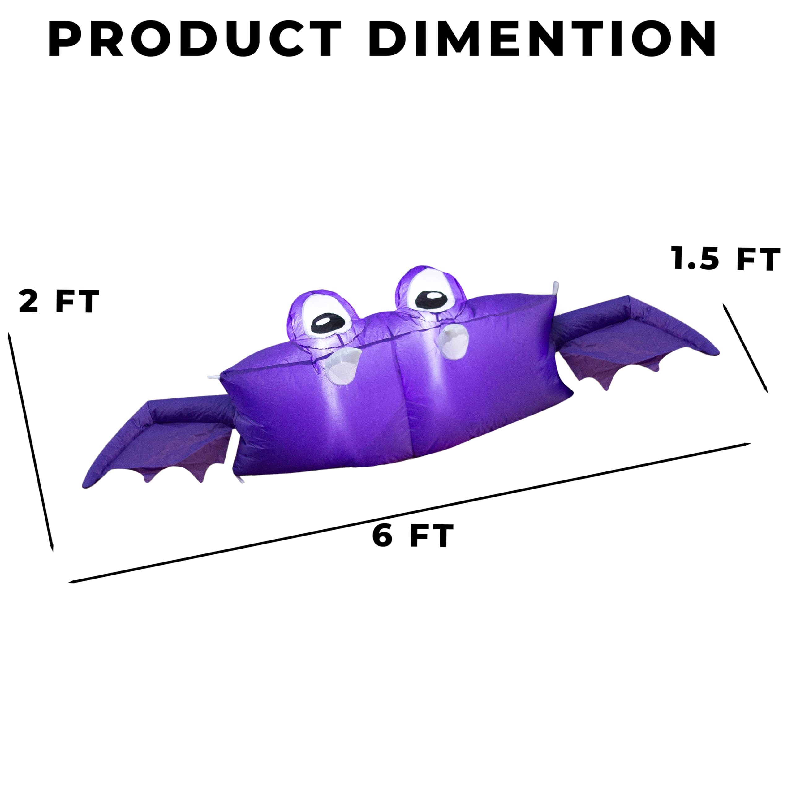 Halloween Inflatable Trunk or Treat Car Decorations Kit Bat with Built-in Lights 6 FT Blow Up Vehicle Decoration for Spooky Seas