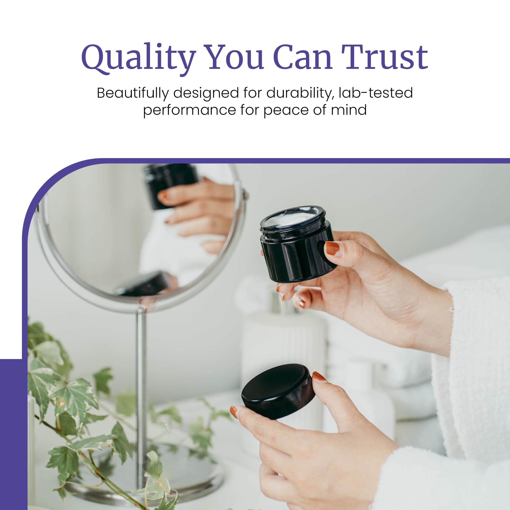 Infinity Jars Screw Top Jar 50 Ml (1.7 Fl Oz) Black Ultraviolet Refillable Cosmetic Style Travel Bottle Glass Jar Empty Cosmetic
