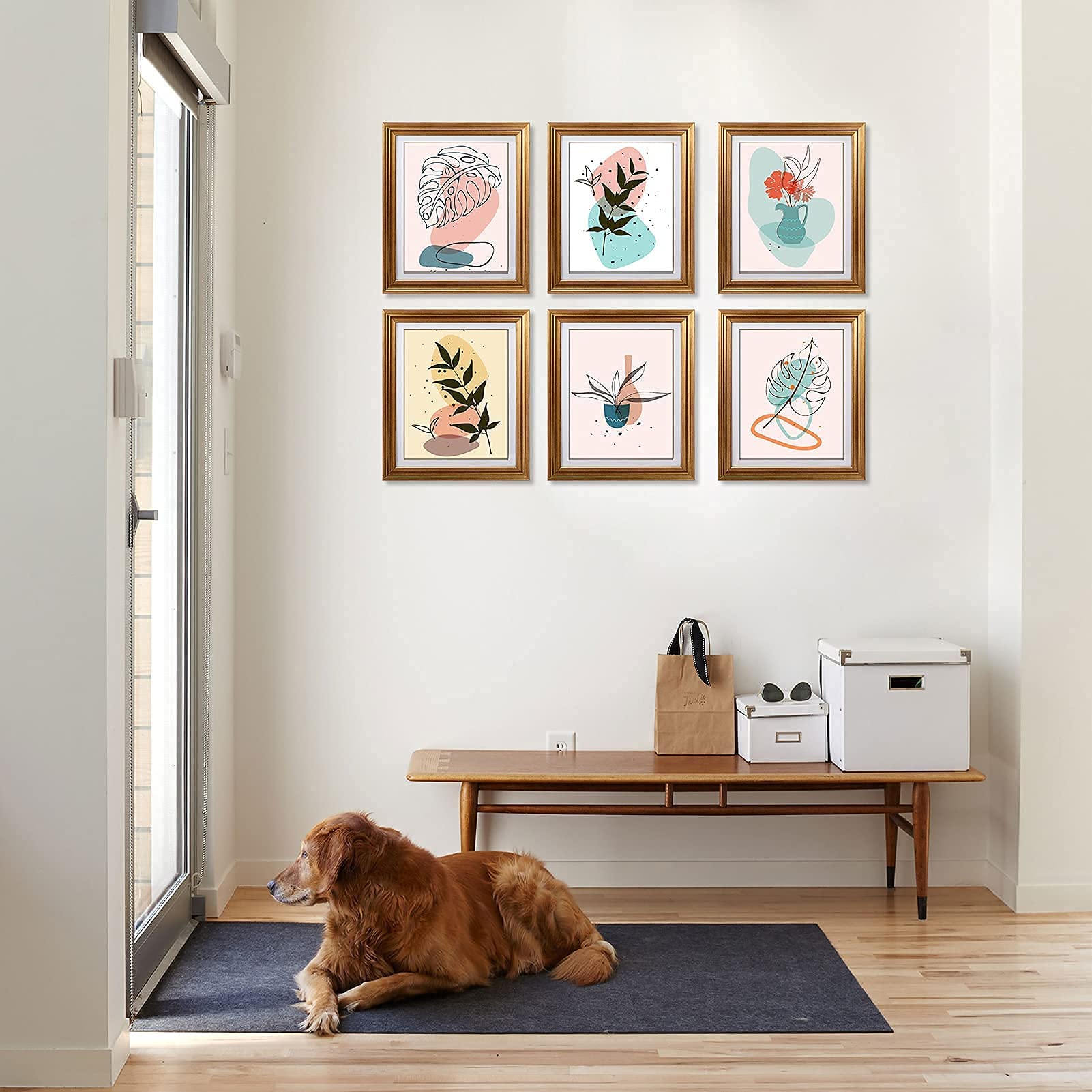 MEBRUDY 8x10 Picture Frames with Mat, Gold Photo Frames Set for Wall or Tabletop Display, 6 Pack