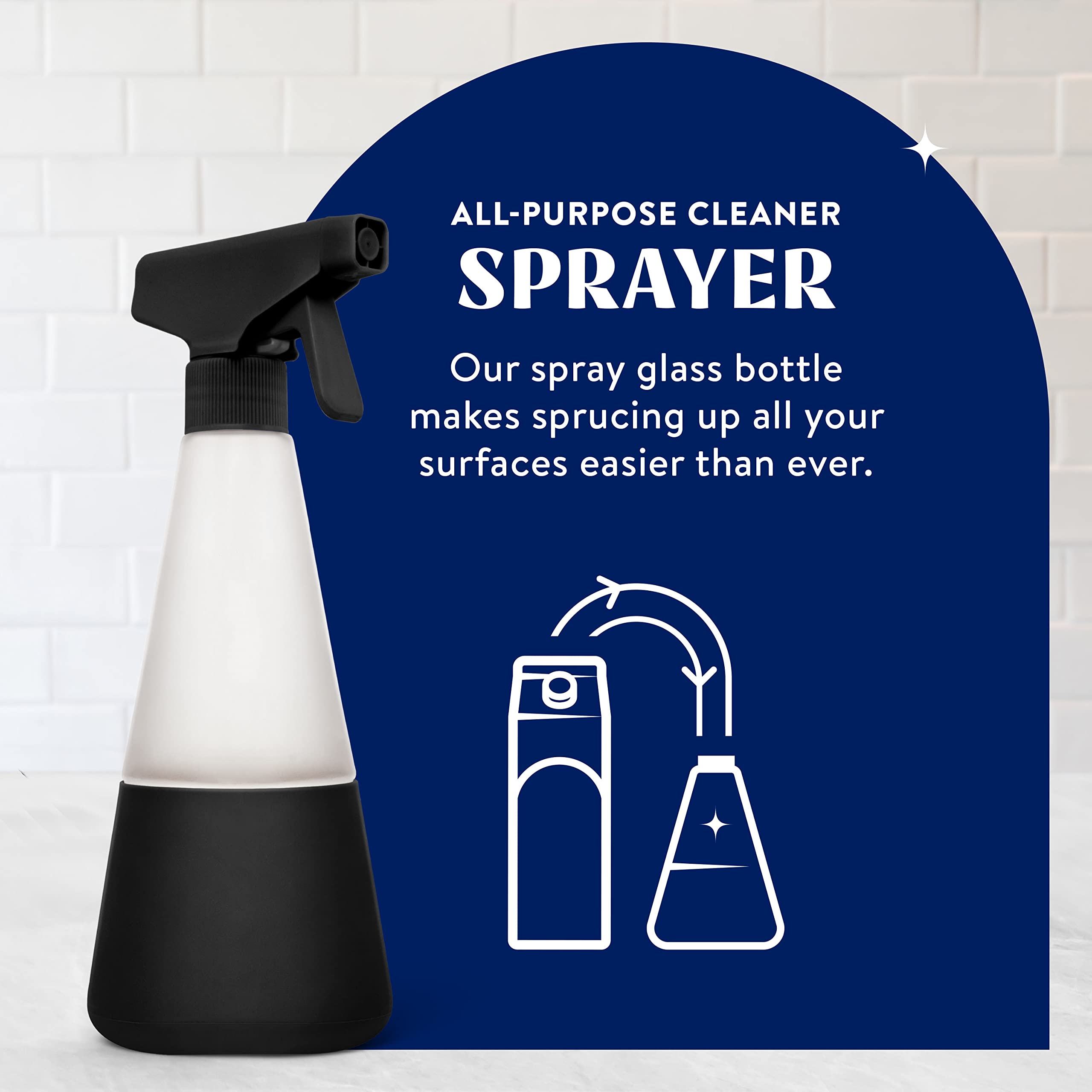 Cleancult Glass Spray Bottles - 16oz Refillable Cleaning Spray - BPA-Free Nozzle, Non-Slip Sleeve, Matte Black - 2 Pack