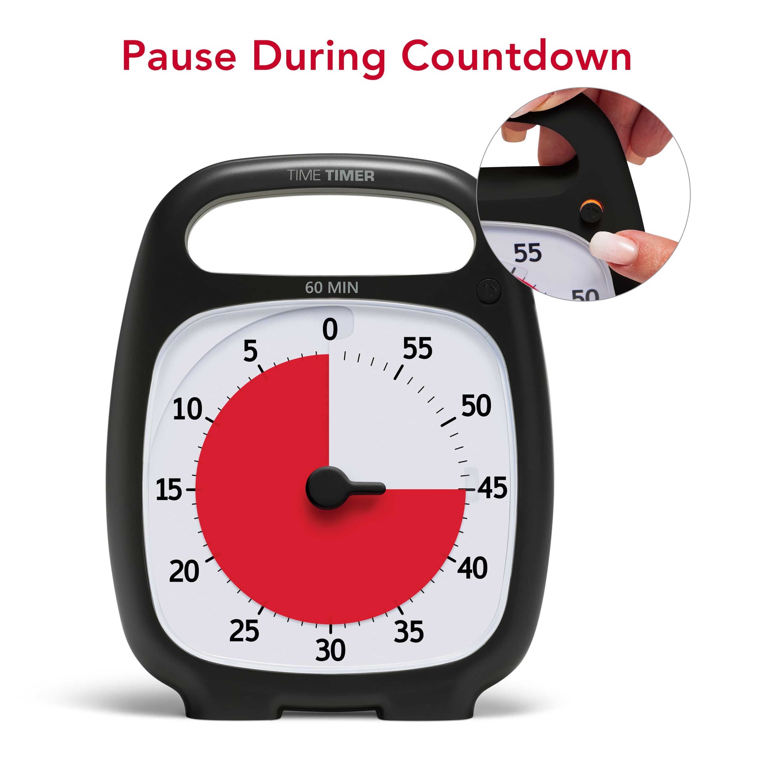 Time Timer Plus 60 Minute Desk Visual Timer - Countdown Timer With Portable Handle For Classroom, Office, Homeschooling, Study T