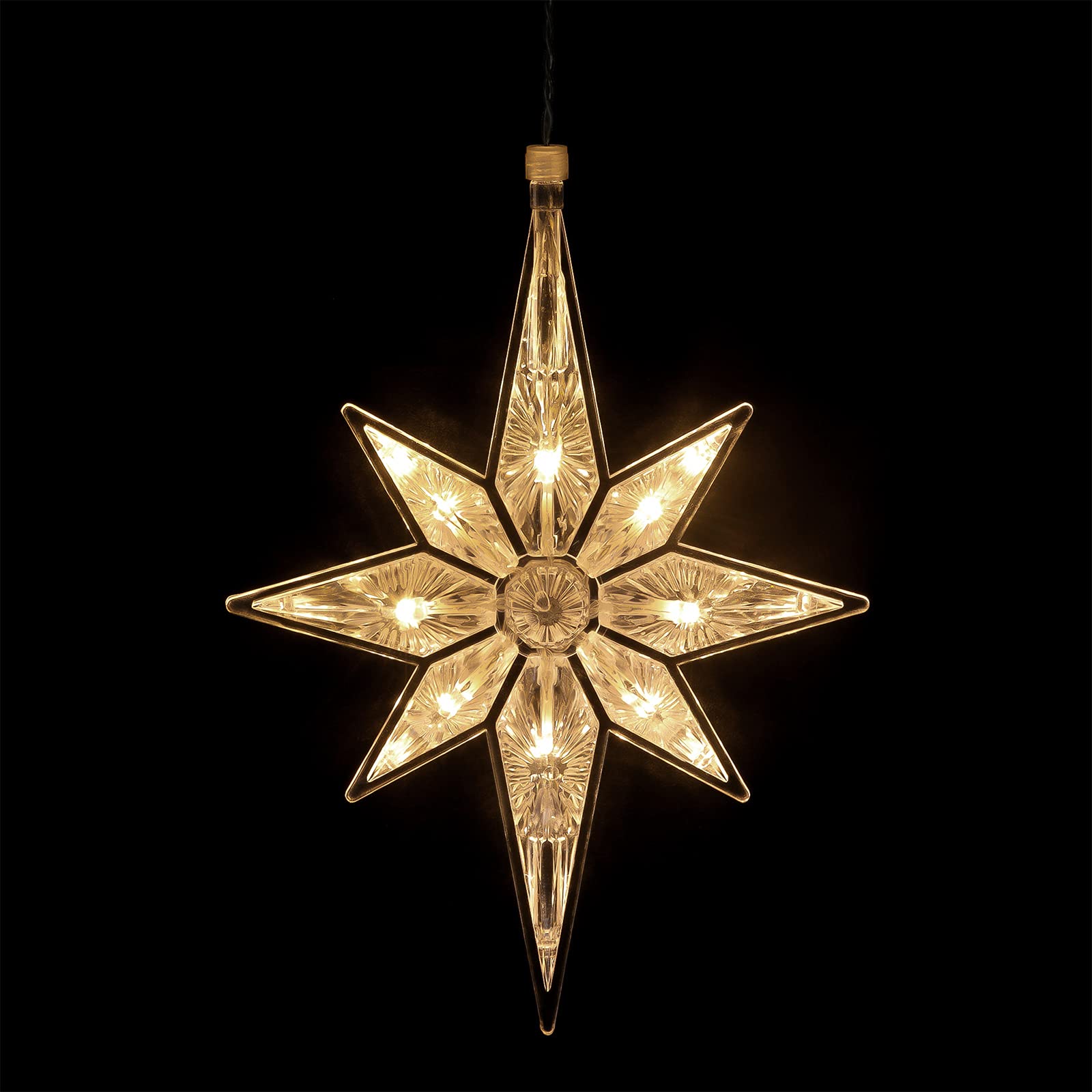 Mudder 10.8 Inch Christmas Window Star Lights Large Hanging Bethlehem Star Tree Topper Decoration Christmas LED Window Lights Si