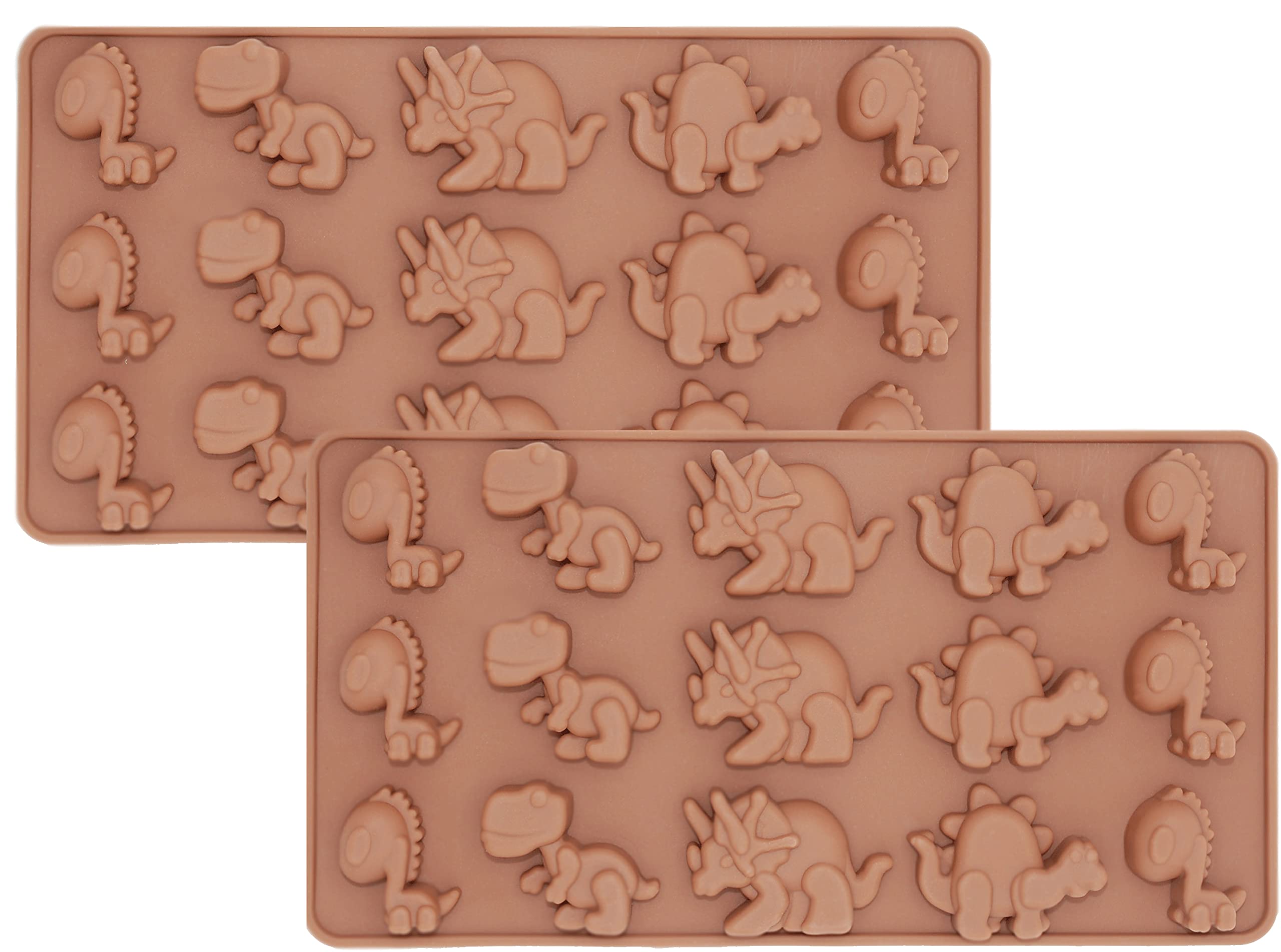 2 Pack Silicone Candy Chocolate Mold Flower Dinosaur Animal Zoo Rose Kids Diy Treats Freezer And Oven Safe (Dinosaur)