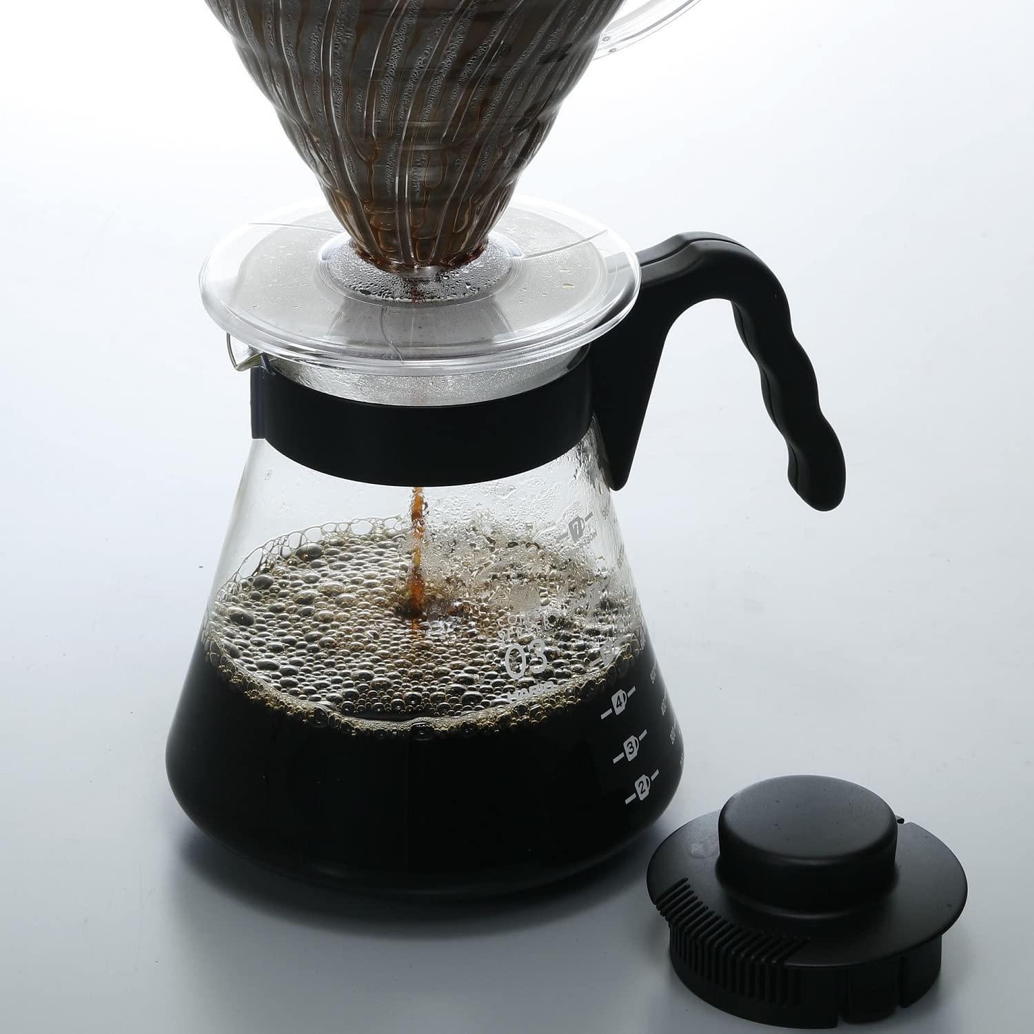 Hario V60 Glass Coffee Server Pour Over Carafe Microwave Safe 1000mL  Black