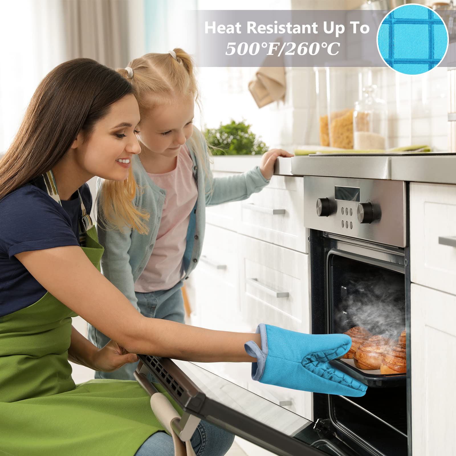 Mini Oven Mitts, Kitchen Mitts Cooking Kitchen Mitts, 500 Degree Heat Resistant Baking Gloves For Cooking Baking Bbq With Hangin