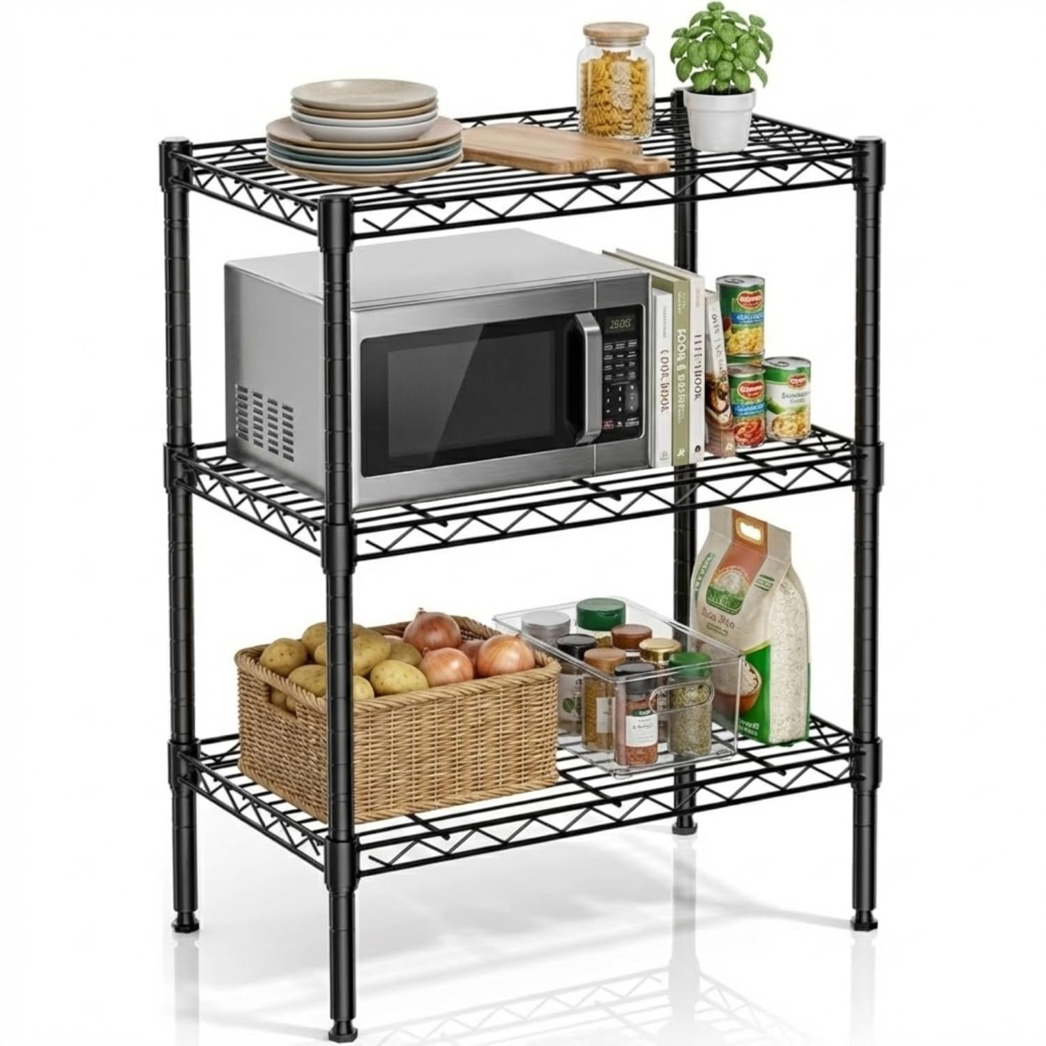Storack Compact 3Tier Heavy Duty Storage Rack | 300Kg Load Capacity | Adjustable Shelves | Easy NoTool Assembly | 60L X 35W X 