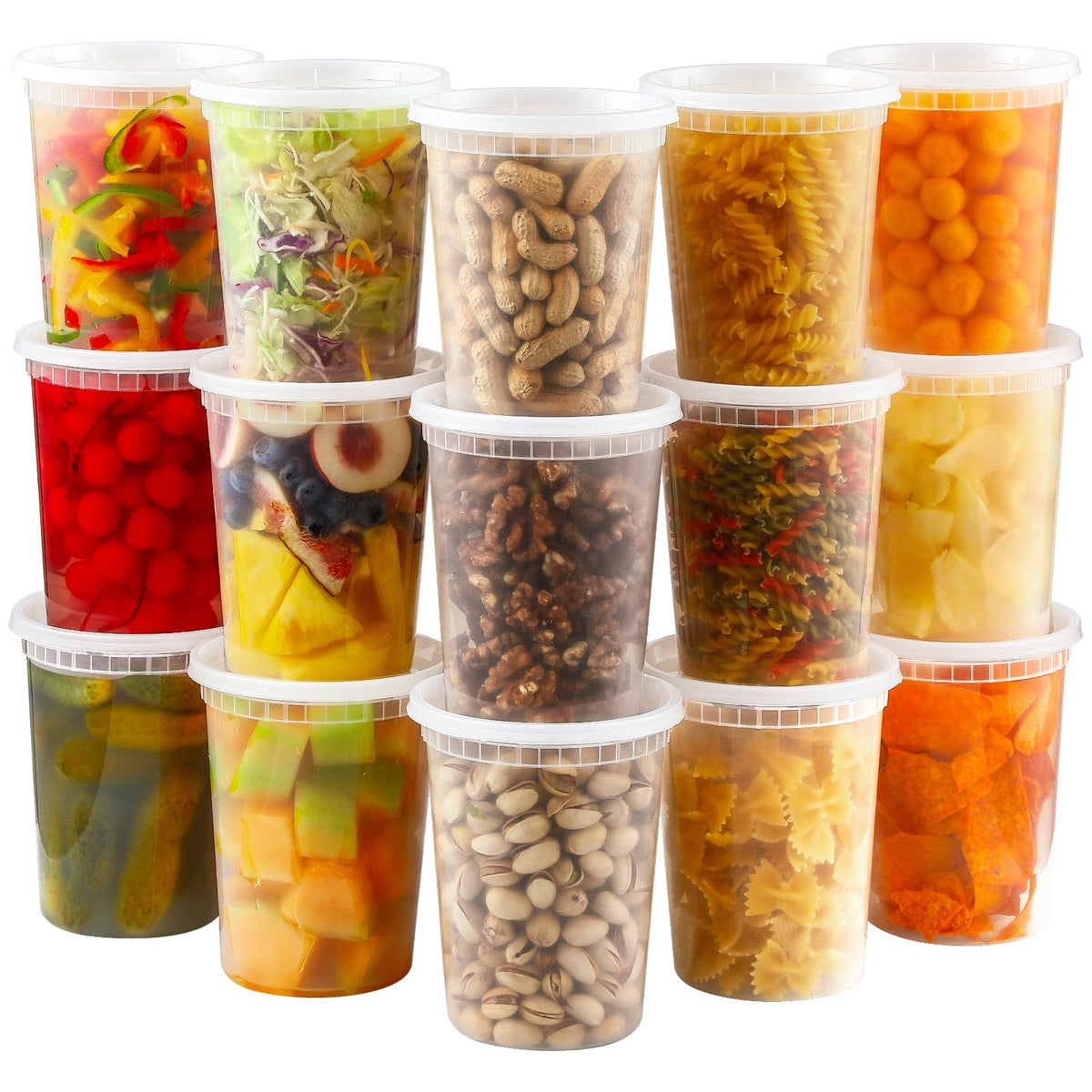 Aozita 20 Sets 32 Oz Plastic Deli Food Containers With Lids, Airtight Food Storage Containers, Freezer/Dishwasher/Microwave Safe
