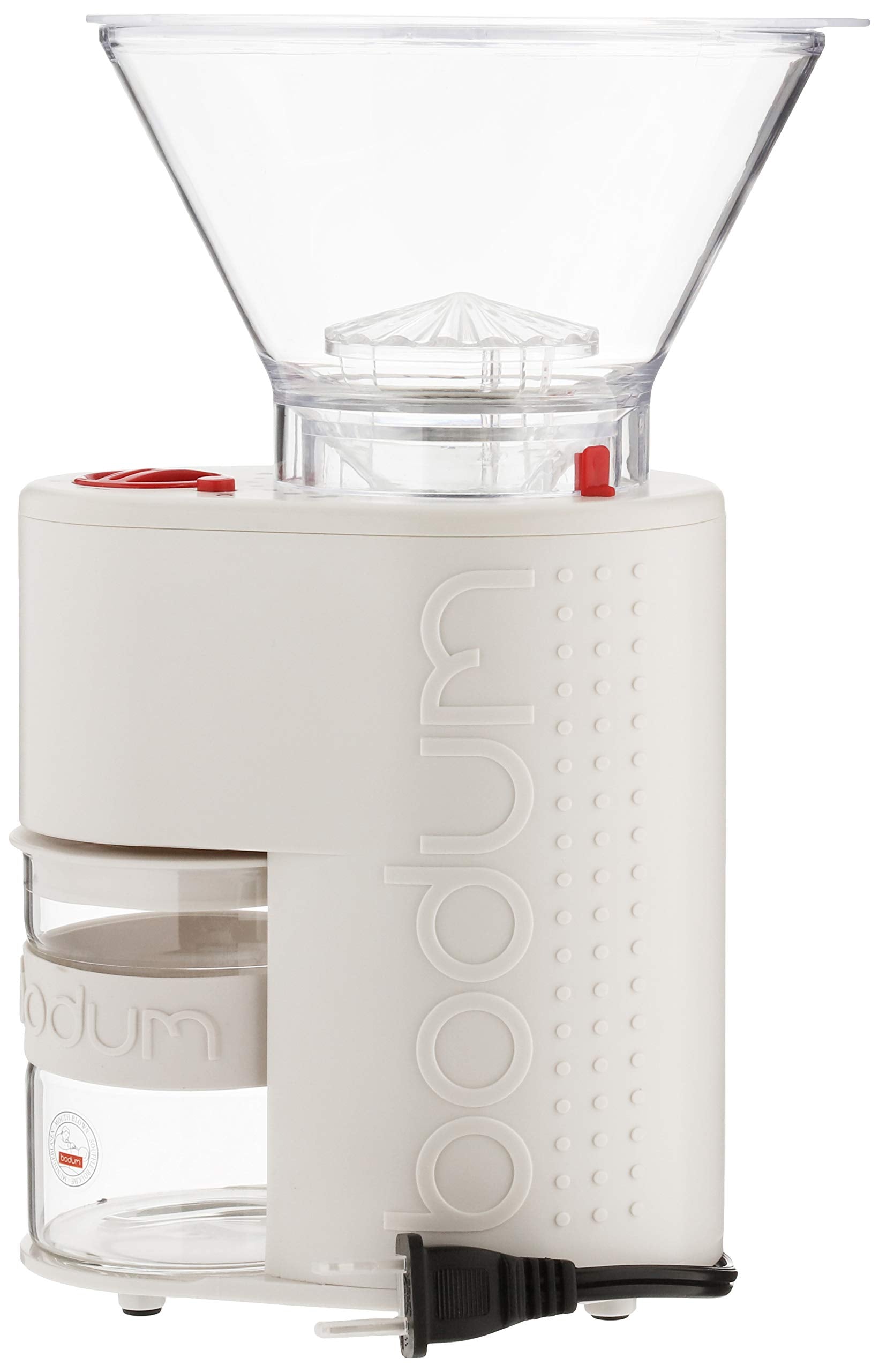 Bodum Bistro Electric Conical Burr Coffee Grinder, Preset Timer, 12 Grind Settings, White