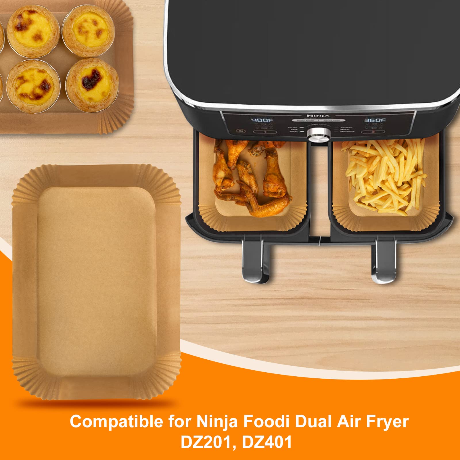 Air Fryer Disposable Liners , Air Fryer Liners Rectangle 8.6X 5.5'', Air Fryer Parchment Paper Liners, Air Fryer Accessories Bak