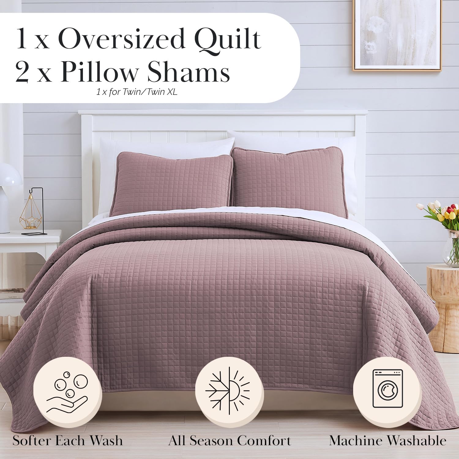 Vilano Springs, Premium Quality, Soft, Wrinkle, Fade,  Stain Resistant, Easy Case, Oversized Quilt Cover Set With 1 Quilt Set An