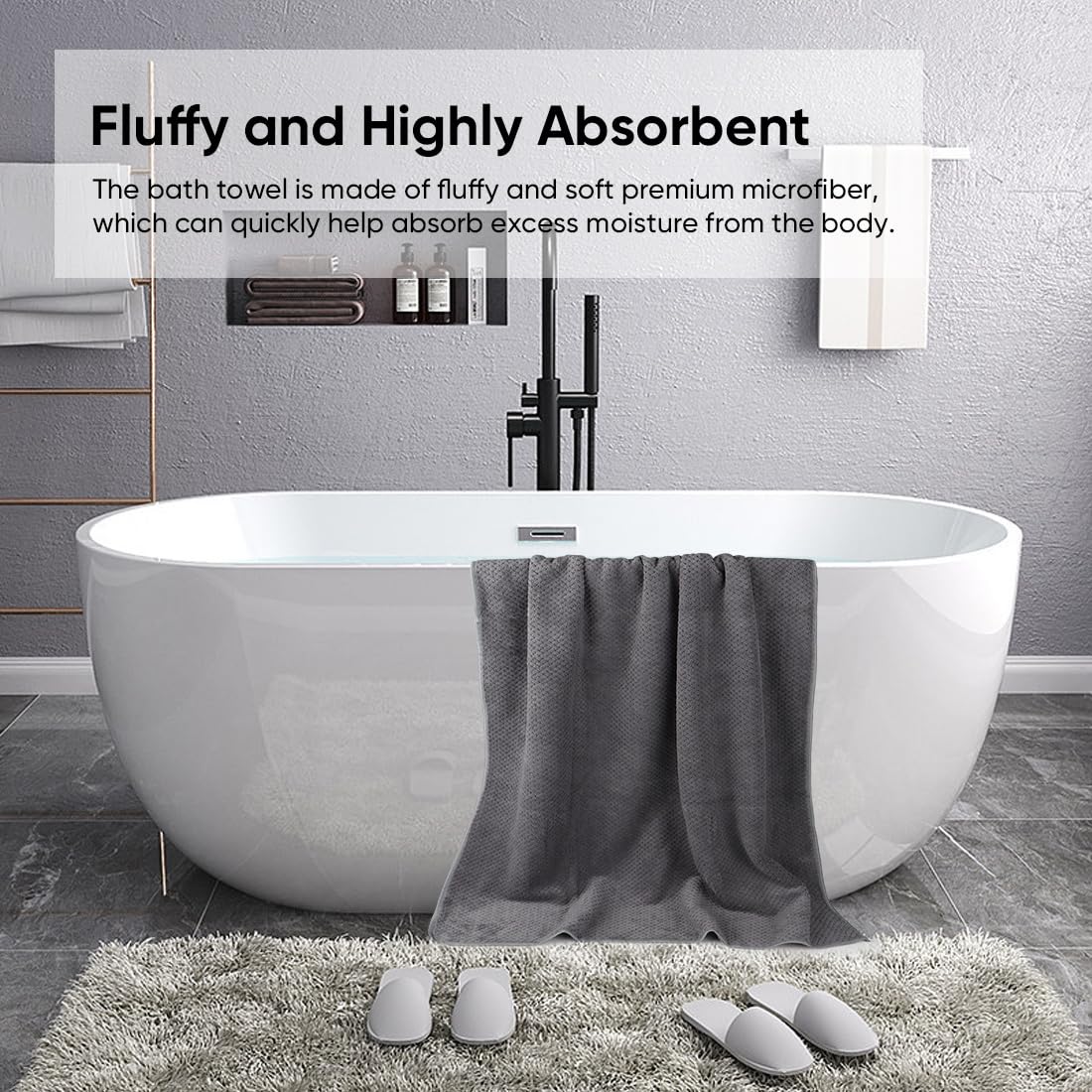 Homexcel Bath Towel Set Pack Of 2, (27 X 54 Inches) Microfiber Ultra Soft Highly Absorbent Bath Towel, Lightweight And Quick Dry