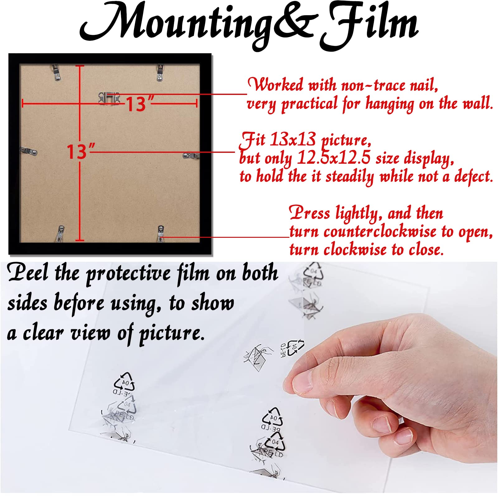 ijuerybai Black 13x13 Picture Frame Set of 3, High Transparent Frame for 13 By 13 Square Photo Collage Canvas Poster Size Wall M