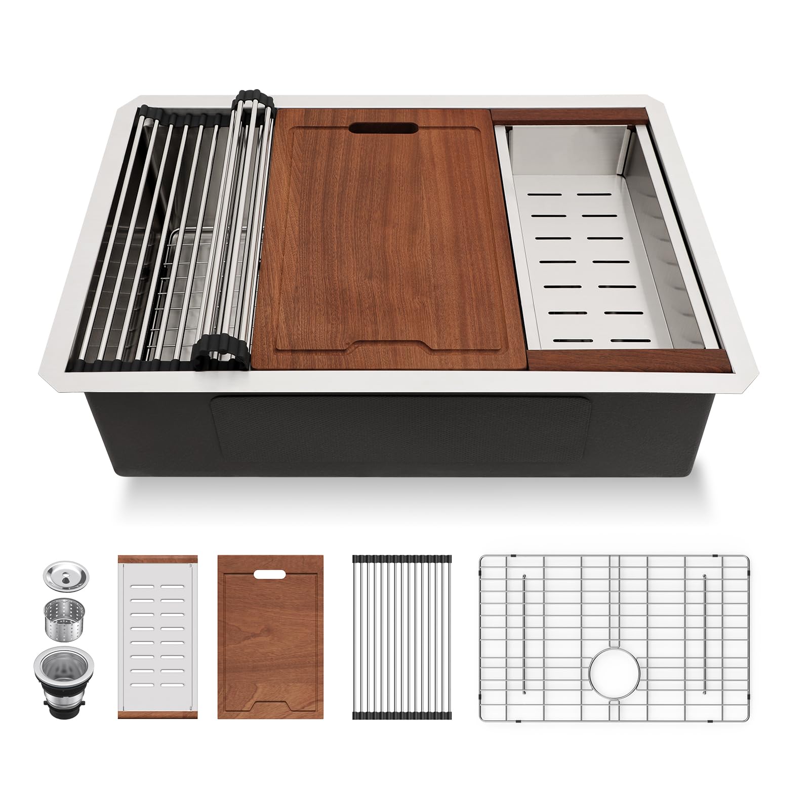 27 Undermount Kitchen Sink - Lordear 27X19 Inch 16 Gauge Stainless Steel Kitchen Sinks Under Counter Ledge Workstation Single Bo