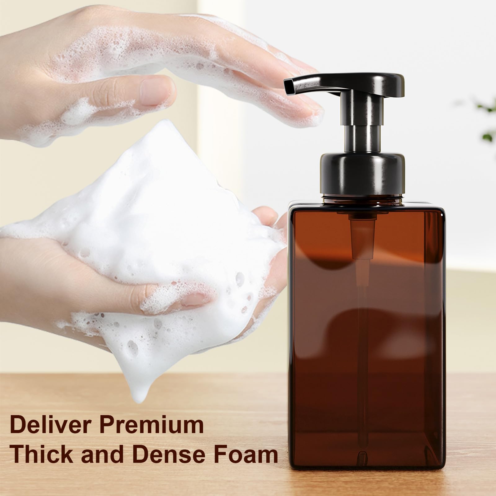 Kzeirm Foaming Soap Dispenser, Amber Foam Soap Dispenser, Refillable Foaming Hand Soap Dispenser, Set Of 2 Foam Pump Bottle, Bro