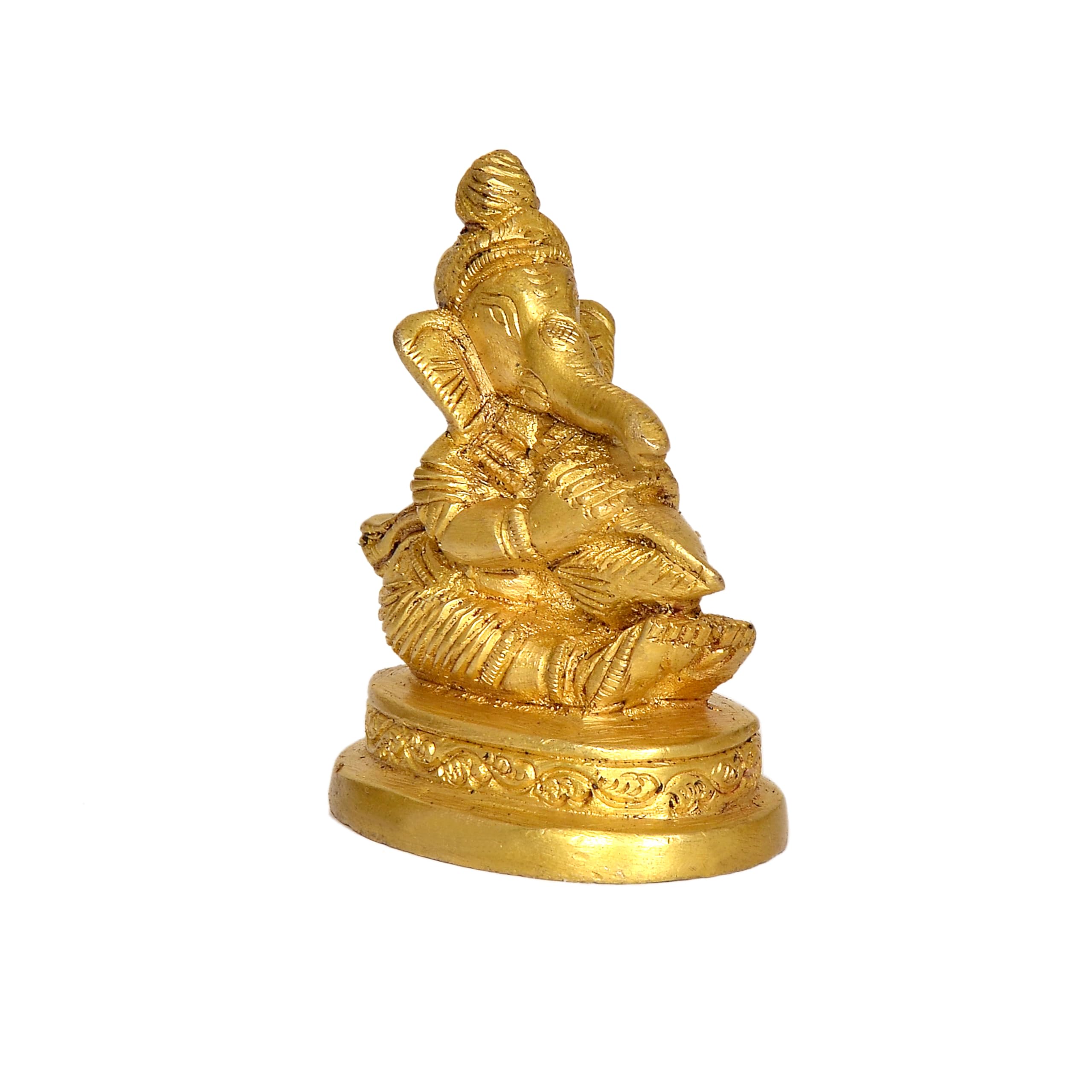 Dattatreya Brass Lord Ganesha Idol Statue Ganesh Decorative Sculpture For Home Office Temple Gift Item Showpiece Golden Height 3