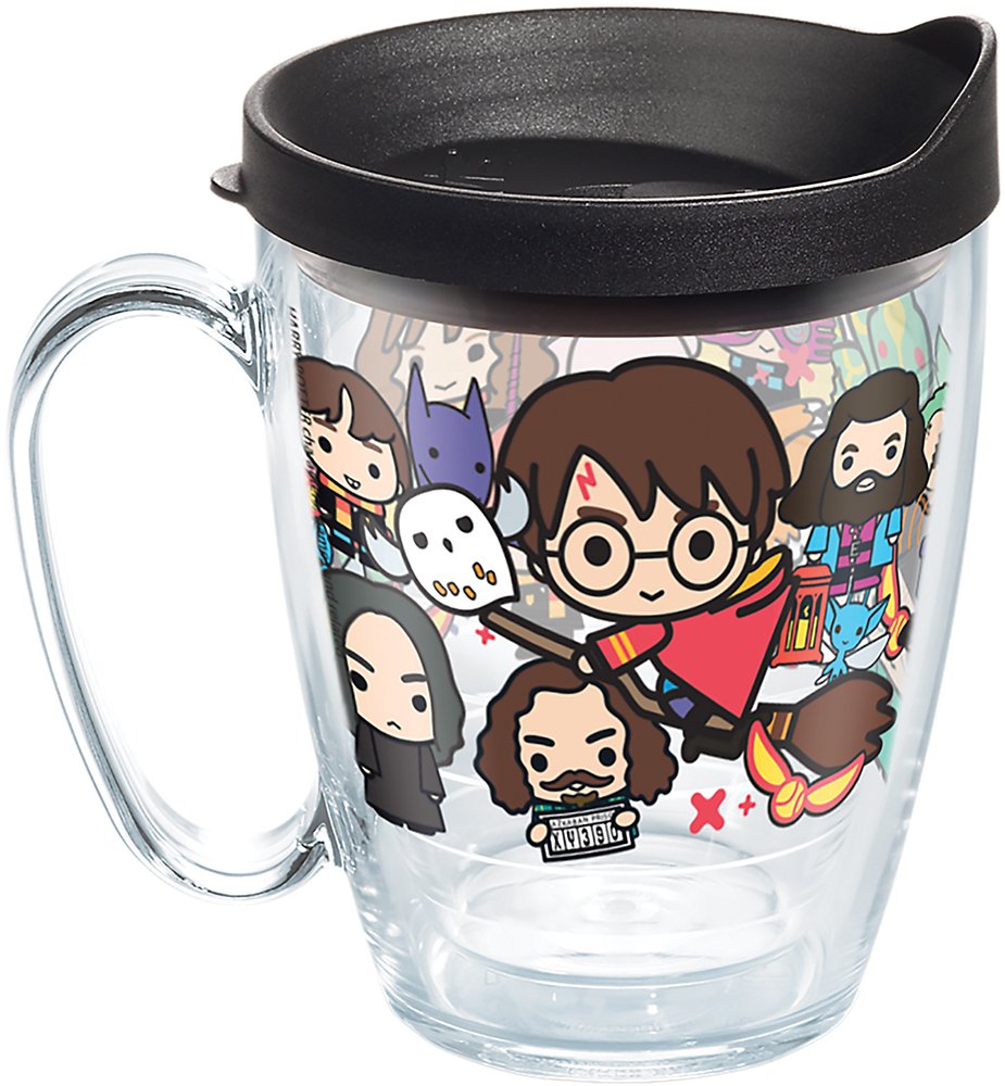 Tervis Harry Potter  Group Charms Tumbler with Wrap and Black Lid 16oz Mug, Clear