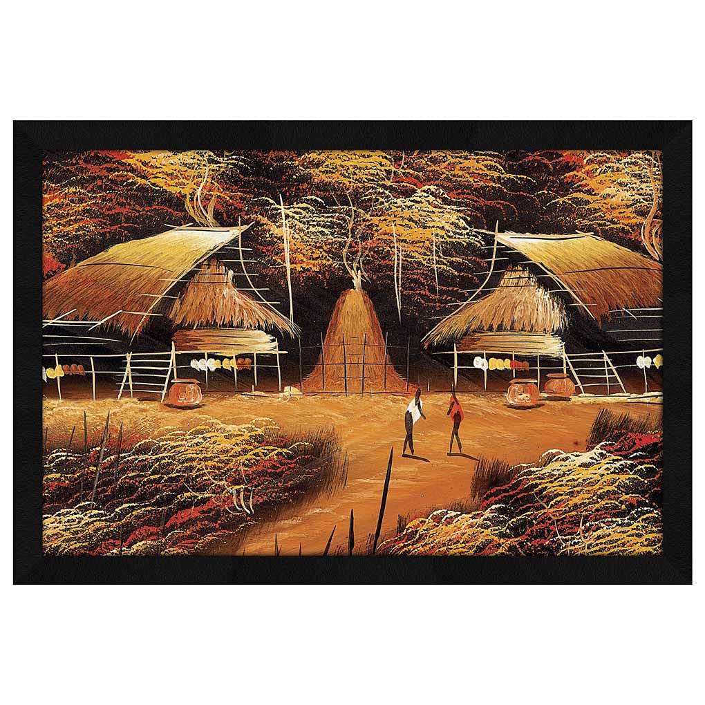 Artx Paper Village Scene Wall Art Painting, Wall Decor For Living Room, Multicolor, Nature, 12.5 X 18.5 Inches, Set Of 1