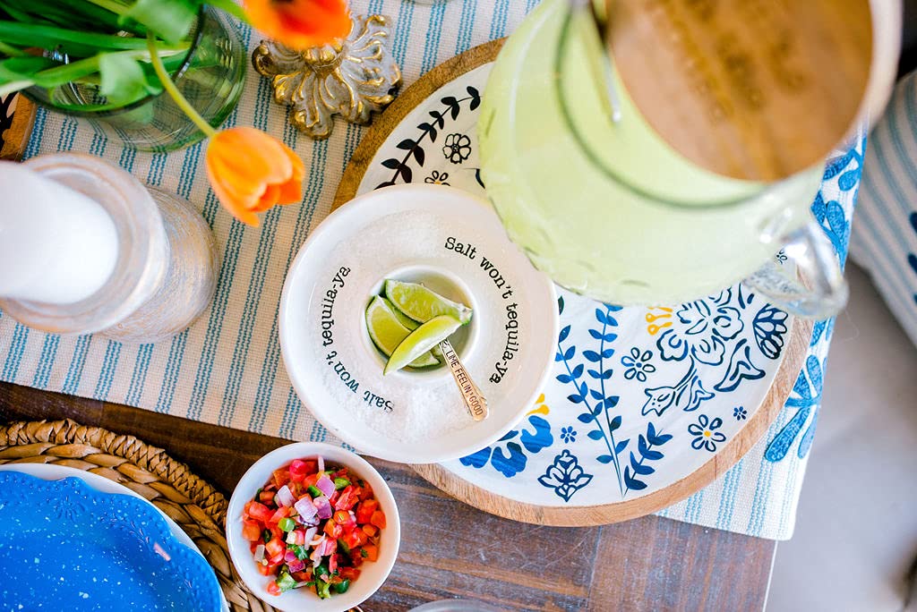 Mud Pie Lime And Salt Rimmer Margarita Set, Round, White