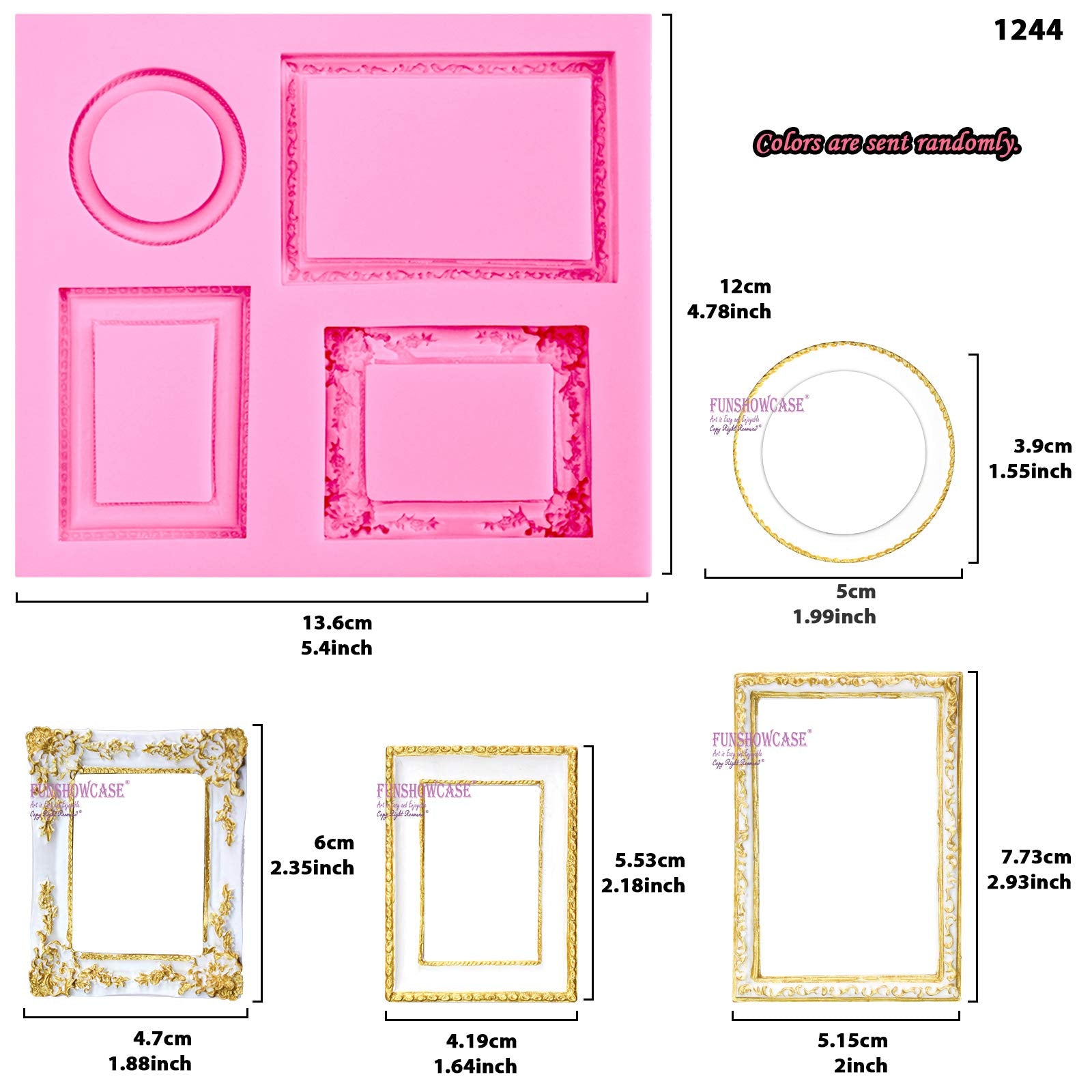 Large Mirror Frame Candy Silicone Mold 2Inch Medium, 3 In Set For Sugarcraft, Cake Decoration, Cupcake Topper, Chocolate, Fondan