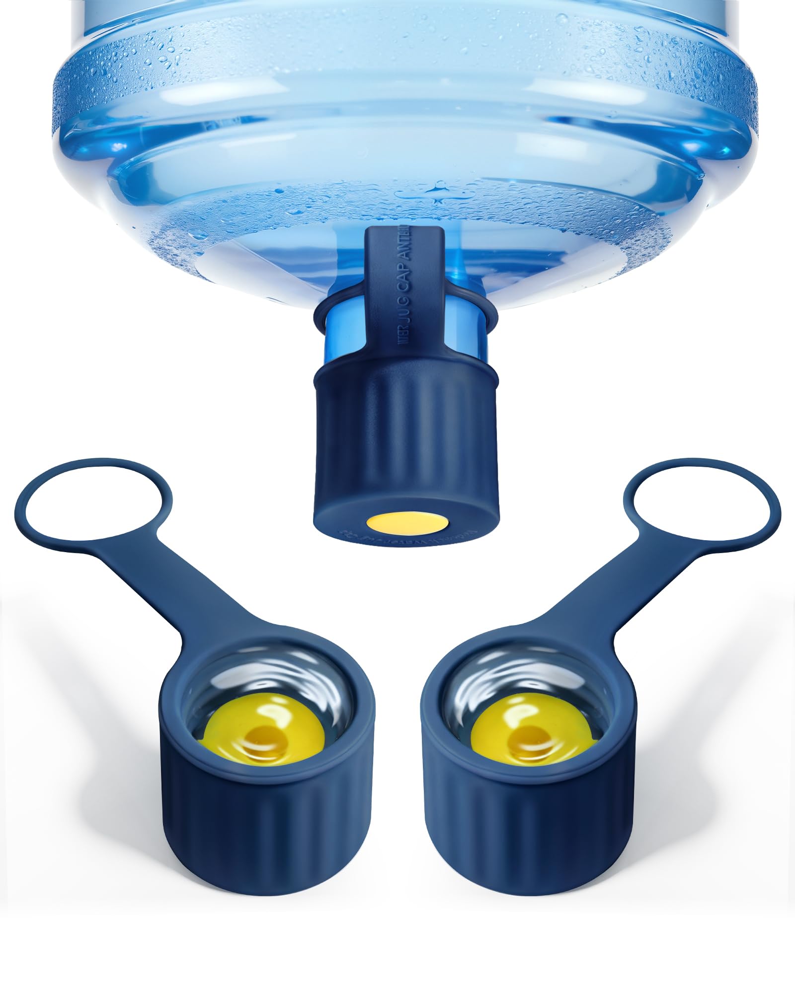 6-Packs Silicone Water Jug Cap, 2/3/4/5 Gallon Leak-Proof Replacement Cap for 55mm & 60mm Bottle Cap Standard/Screw/Crown Tops, 