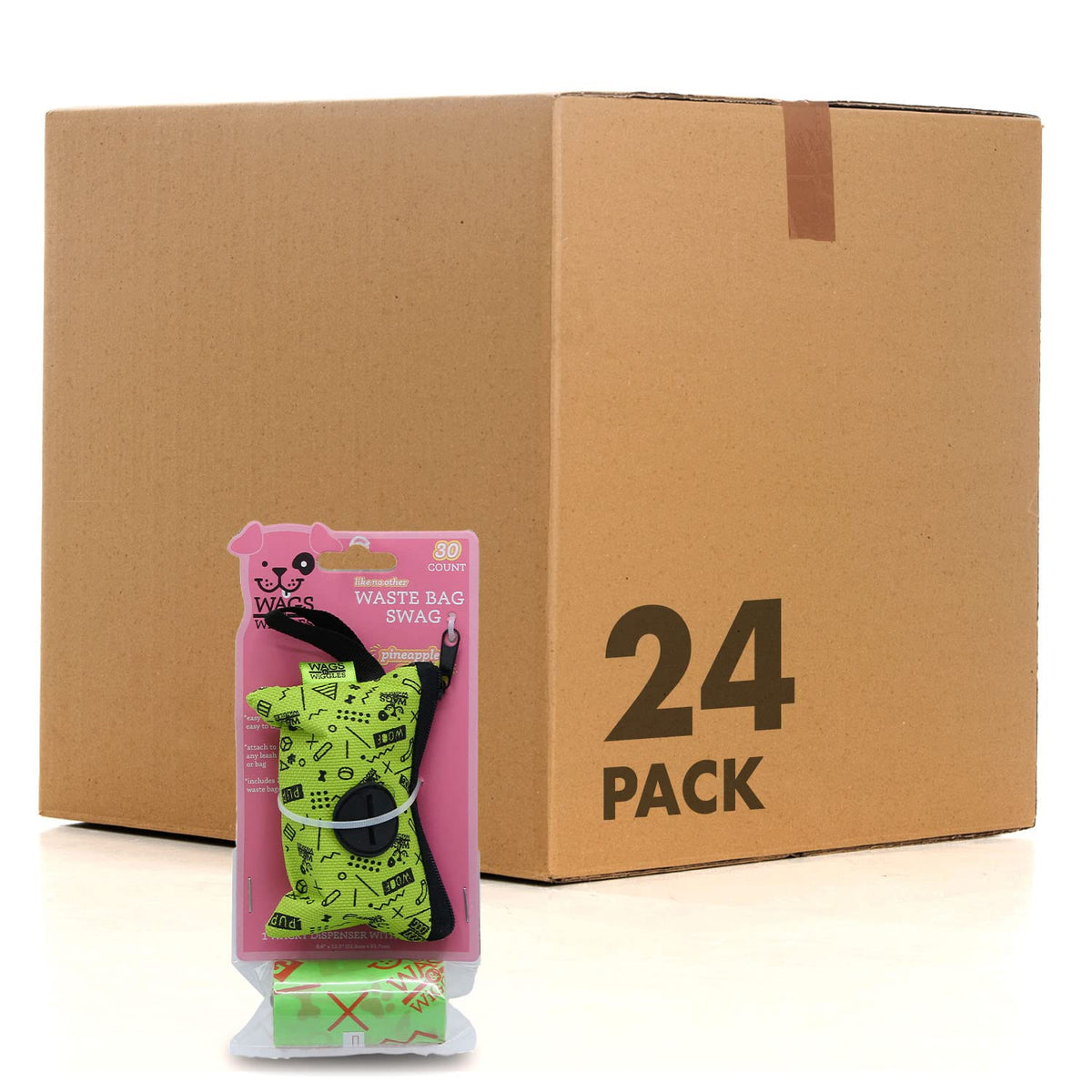 Wags  Wiggles Waste Bag Dispenser With 30 Dog Poop Bags  Pineapple Scented Doggie Bags  Adorable Dispenser  Dog Waste Bags, Grea