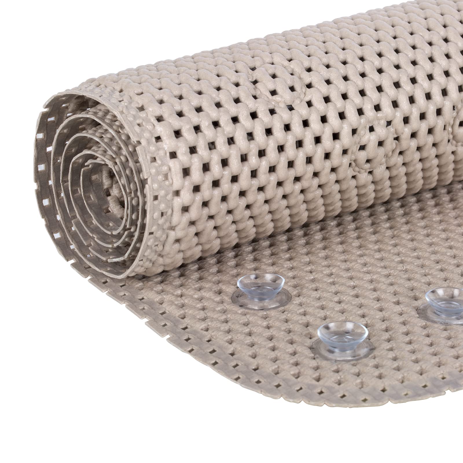 Clorox By Duck Brand Cushioned Foam Bathtub Mat, Non Slip Bath Mat With Suction Cups For Comfort And Safety, 17'' X 36'', Taupe
