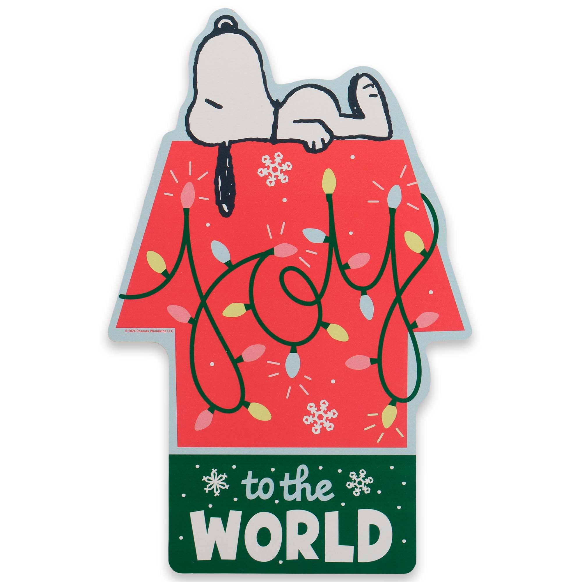 Open Road Brands Peanuts Joy To The World Snoopy Dog House Wood Wall Decor - Cute Snoopy Christmas Decor For Home