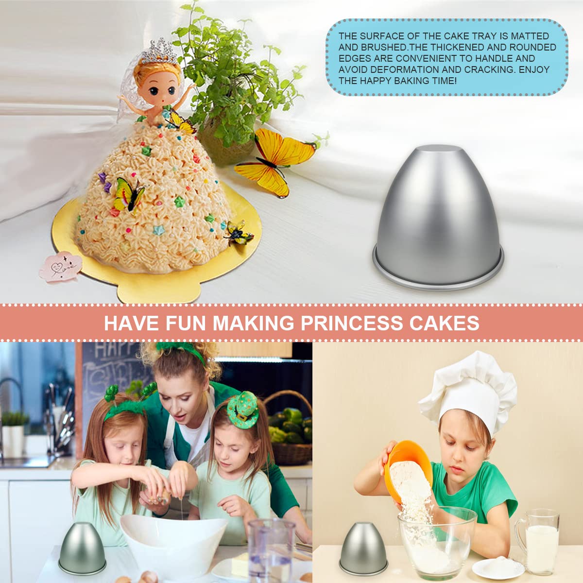 Doerdo Doll Dress Cake Pan Mold Princess Doll Cake Bottom Mold Baking Dessert Mold For Home Party, 10X10Cm