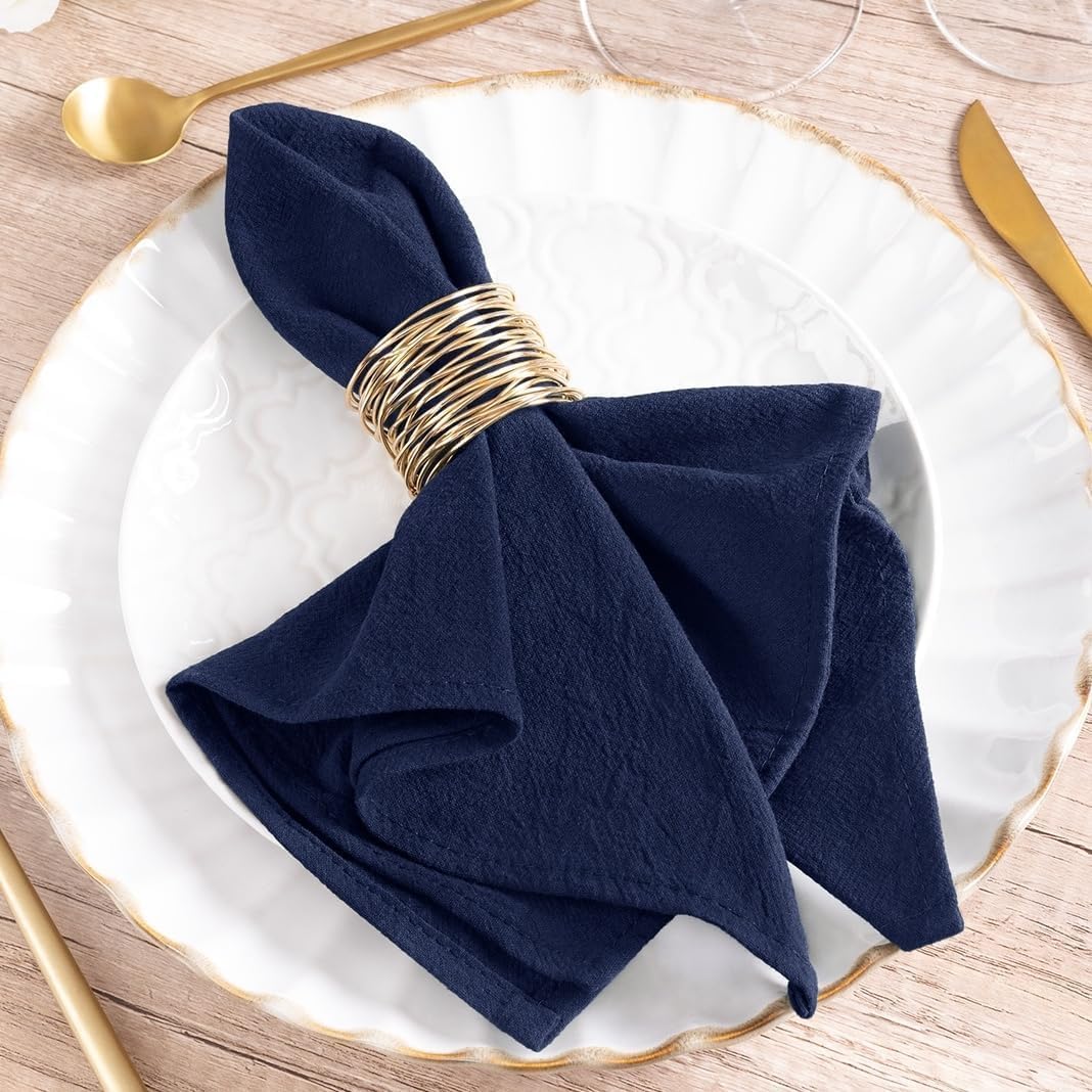 Mlmw Navy Blue Cloth Napkins Set Of 8 Linen Cotton Dinner Napkins Cloth Bulk Washable 16''  16'' For Rustic Wedding Party Baby B
