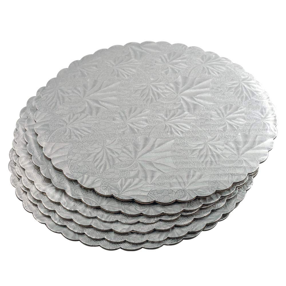 12'' Silver Scalloped Edge Cake Boards, 6 Ct