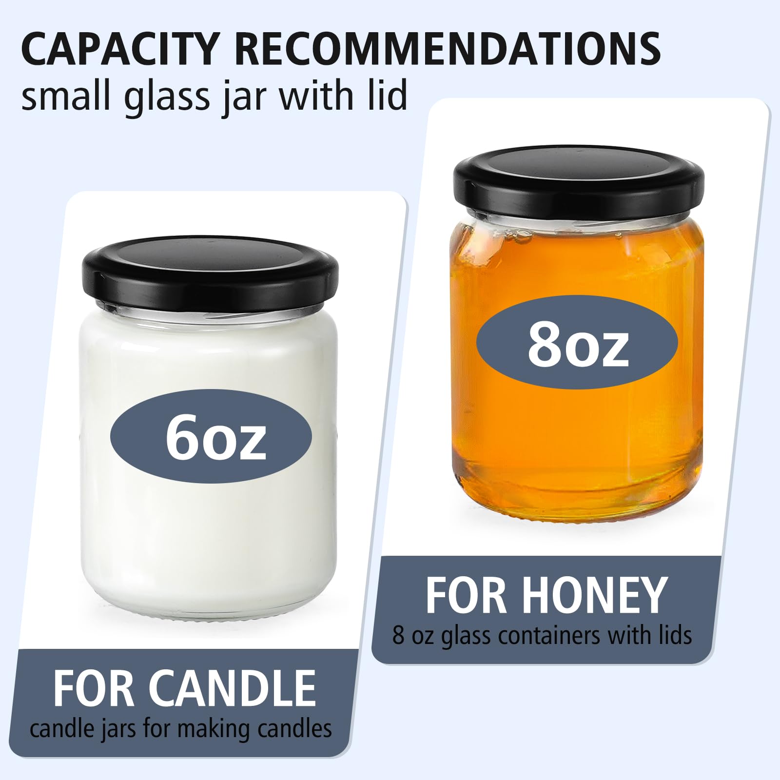Folinstall 8 oz Small Glass Jars with Airtight Lids  20 Pcs Empty Candle Jars for Candle Making  Glass Food Storage Jars for Spices  Honey  Jam  Candy  Cookies  Pudding  Yogurt  Dessert