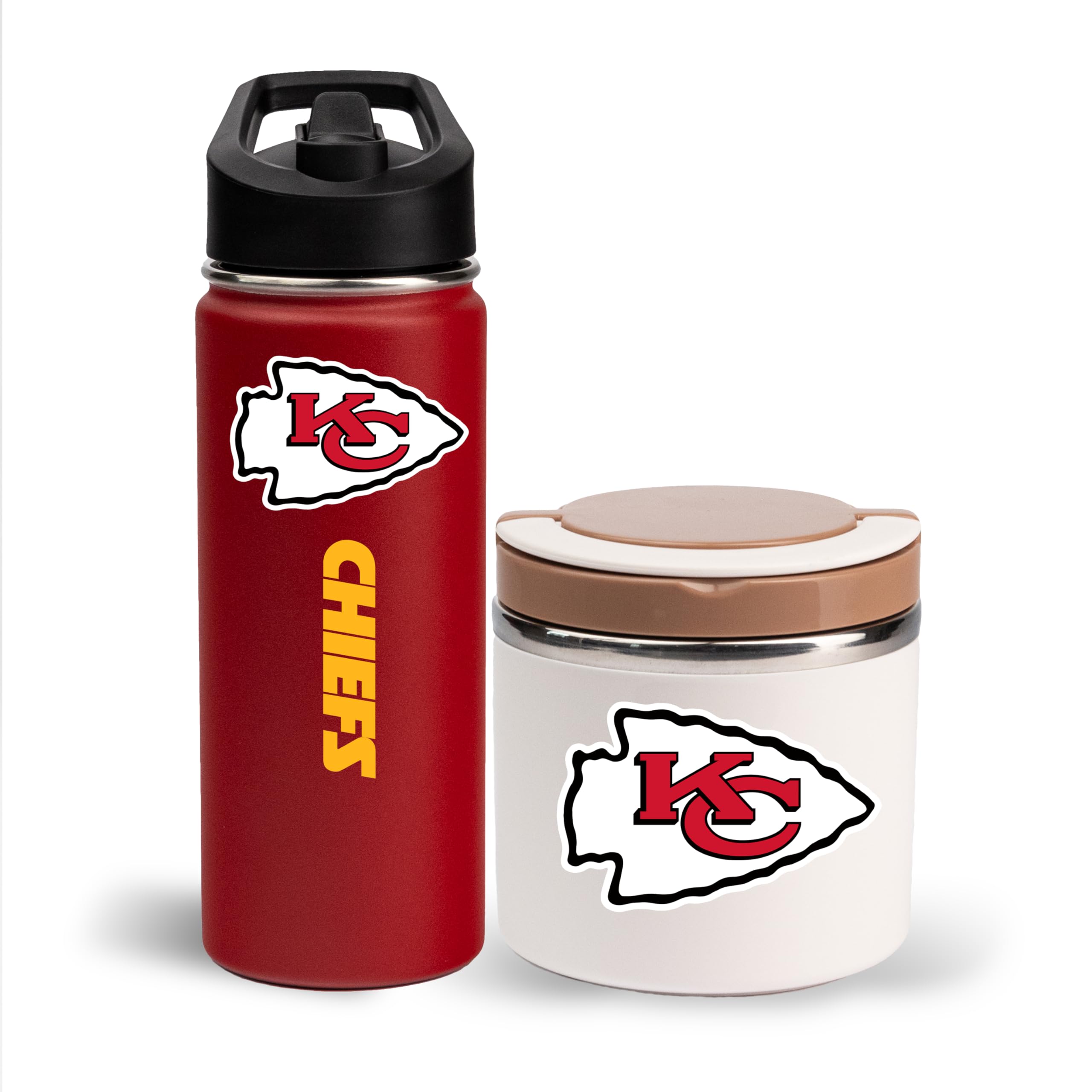 The Memory Company Officially Licensed 18oz Water Bottle with 22oz Food Storage Container, Kansas City Chiefs