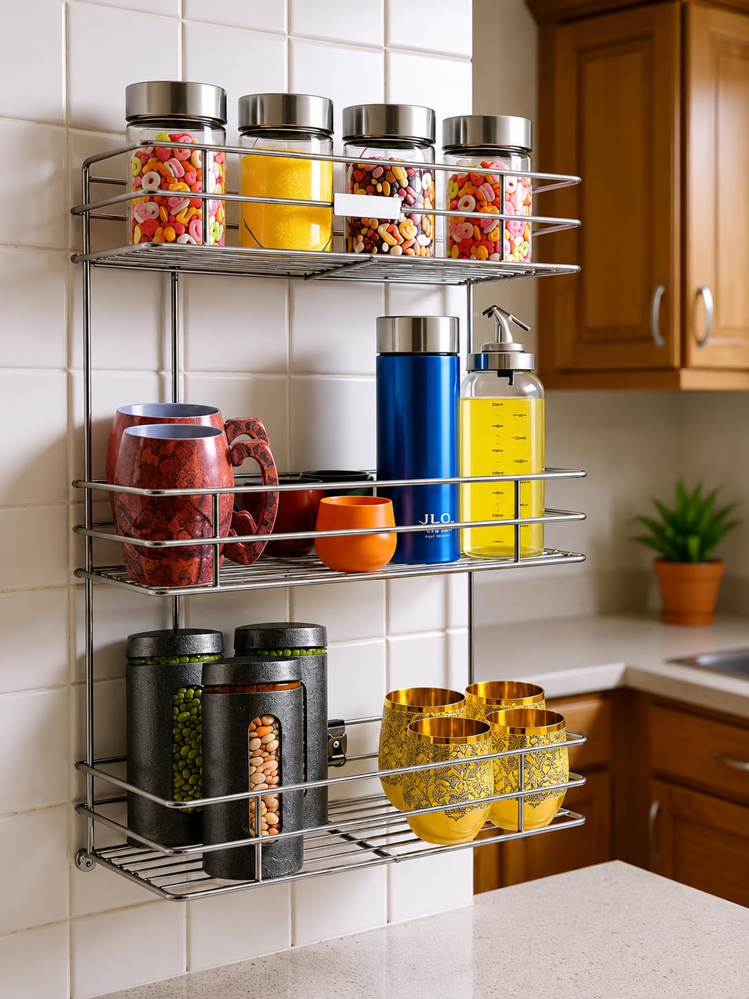 PRO ASTROL Stainless Steel 2 Tier Countertop Kitchen Rack|Pantry Storage Organizer | Multipurpose Storage Organizer | Kitchen Ra
